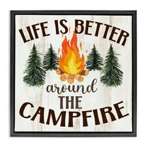 Stupell Industries Rustic Campfire Phrase Landscape Painting Black Floater Framed Canvas Art Print Wall Art, 18 x 18