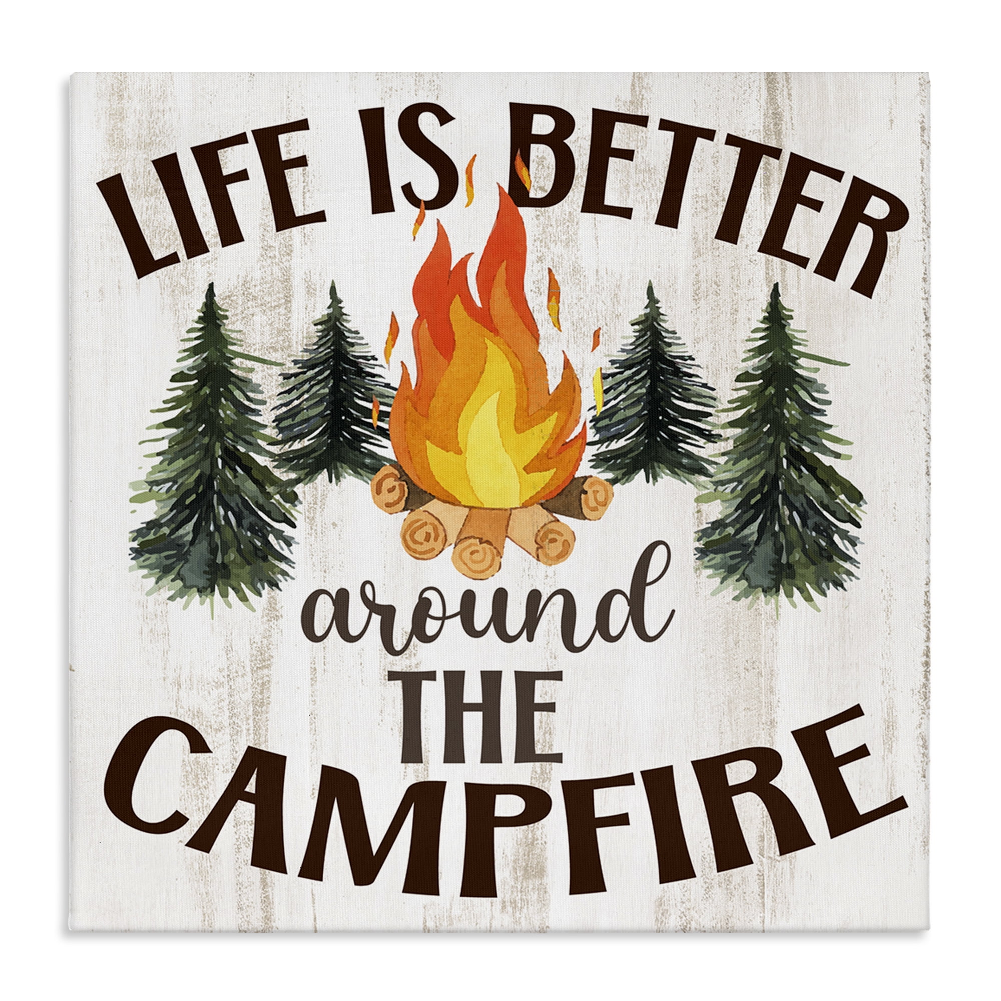 Stupell Industries Rustic Campfire Phrase Landscape Painting Gallery Wrapped Canvas Art Print Wall Art, 30 x 30