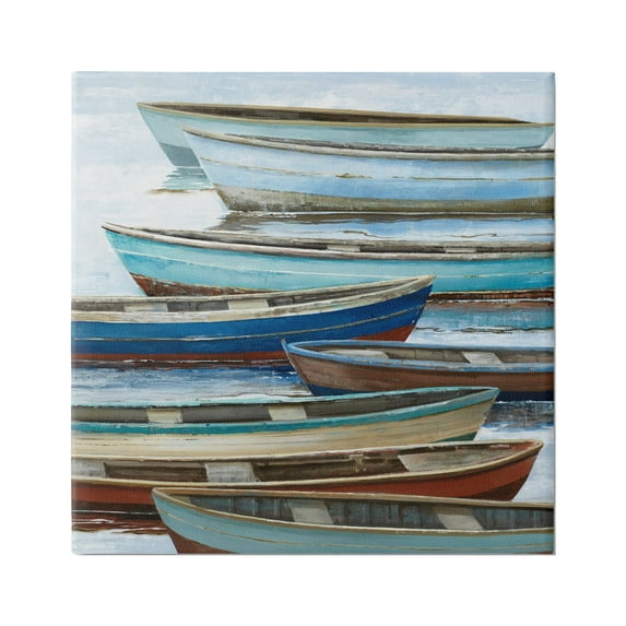 Stupell Industries Rustic Canoes on Lake Transportation Painting Gallery Wrapped Canvas Art Print Wall Art, 36 x 36