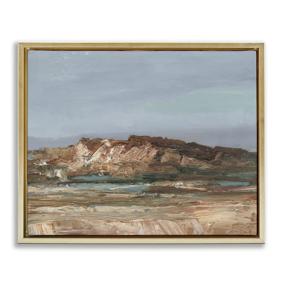 Stupell Industries Rustic Canyon Abstraction Landscape & Nature Painting Gold Floater Framed Canvas Art Print Wall Art, 31 x 25