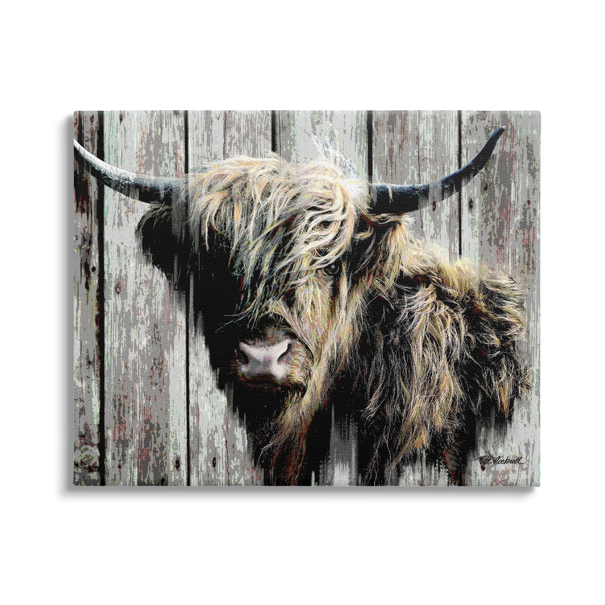 Stupell Industries Rustic Cattle Portrait Animals & Insects Painting Gallery Wrapped Canvas Art Print Wall Art, 20 x 16