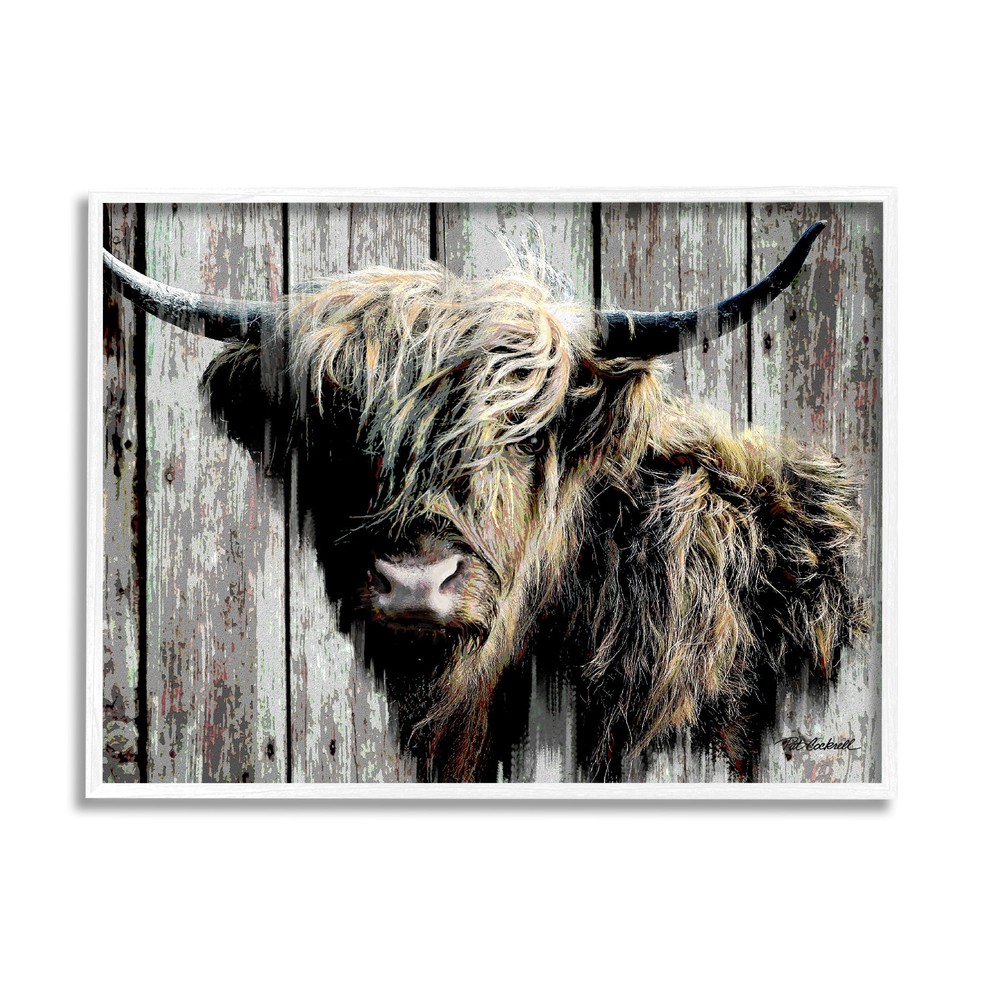 Stupell Industries Rustic Cattle Portrait Animals & Insects Painting White Framed Art Print Wall Art, 30 x 24