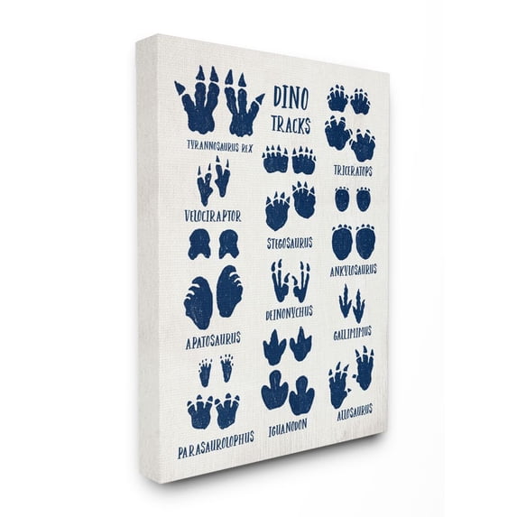 Stupell Industries Rustic Chart of Dinosaur Tracks Kid's Reptile Sign Canvas Wall Art Design by Daphne Polselli, 30" x 40"