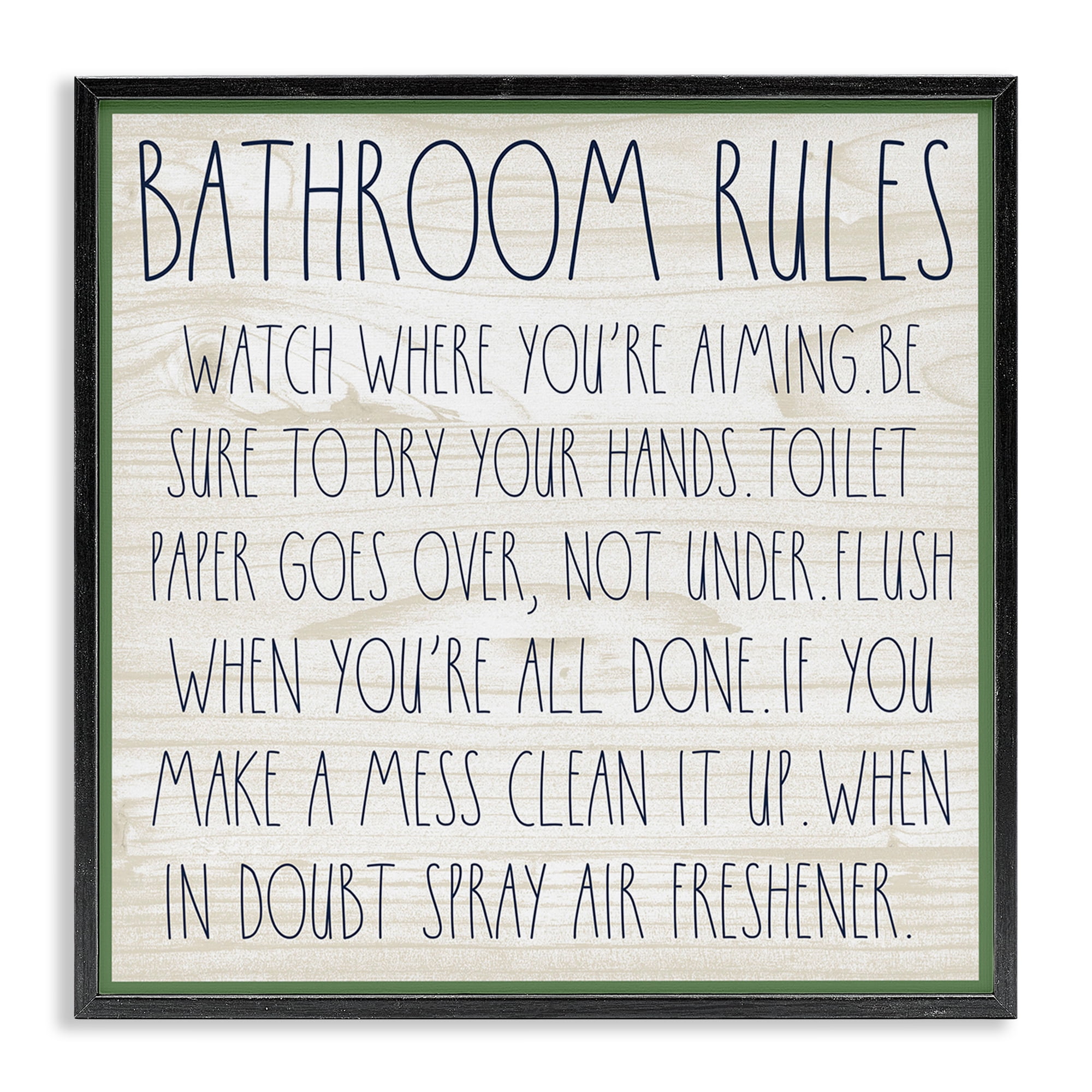Stupell Industries Rustic Chic Bathroom Typography Painting Black Framed Art Print Wall Art, 17 x 17