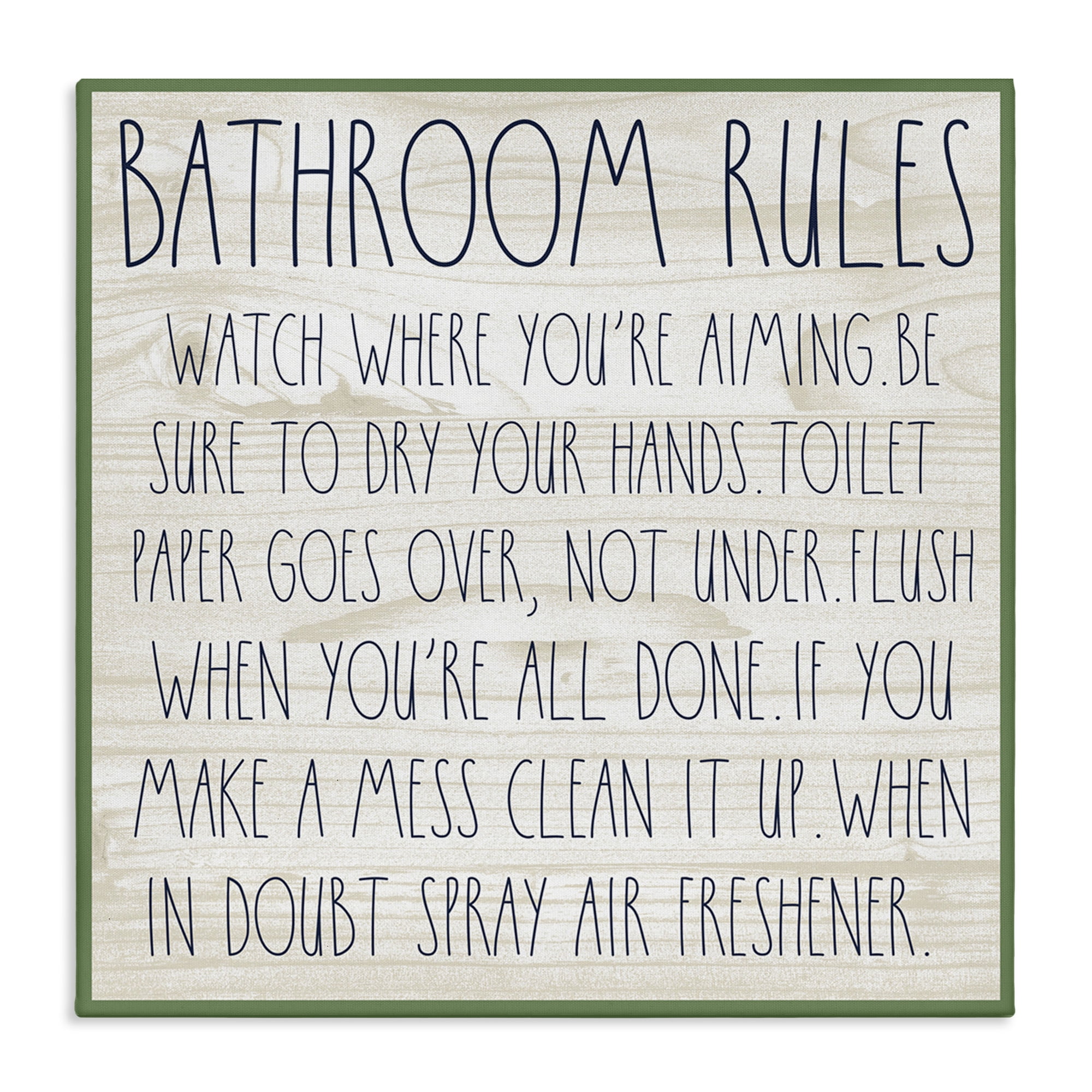 Stupell Industries Rustic Chic Bathroom Typography Painting Gallery Wrapped Canvas Art Print Wall Art, 36 x 36