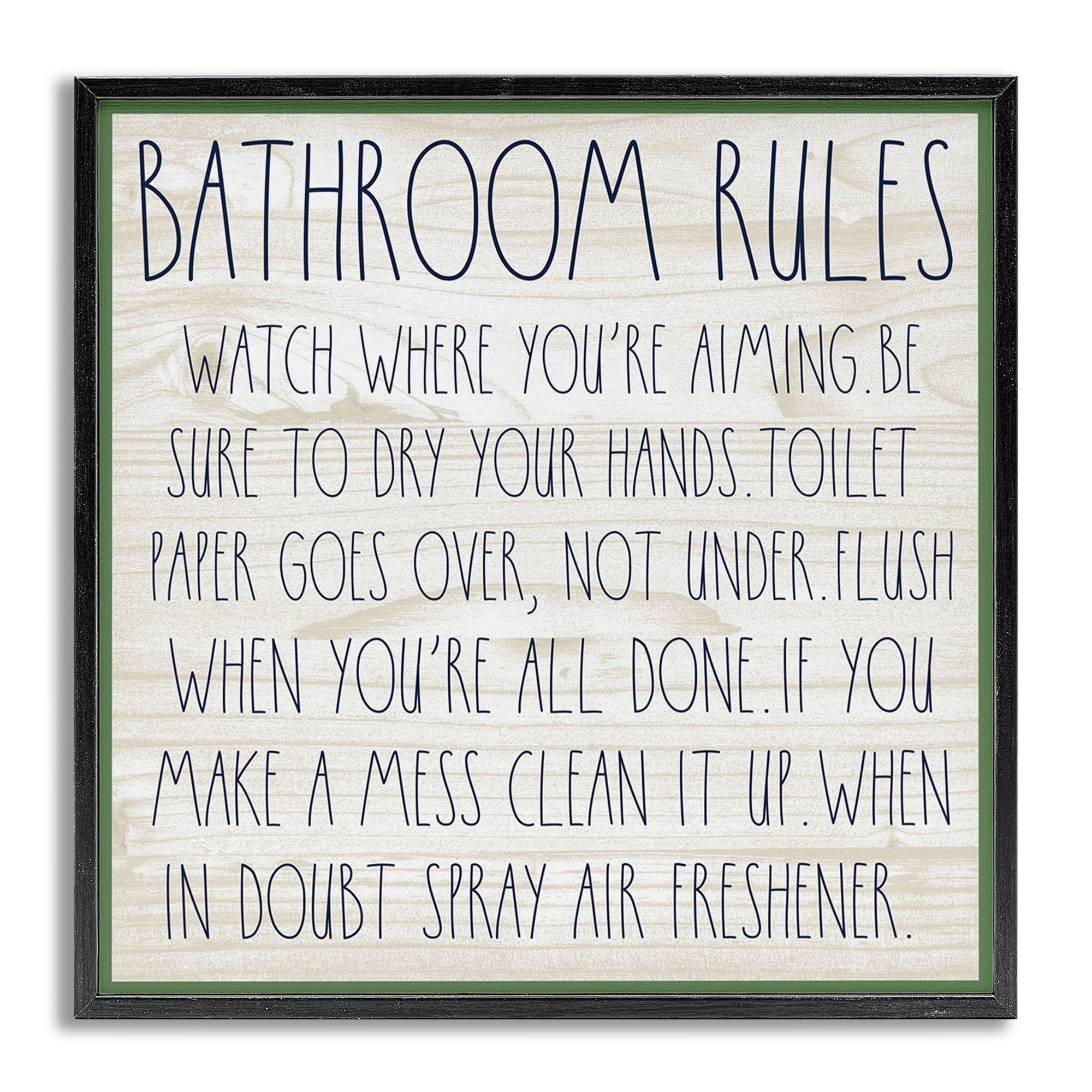 Stupell Industries Rustic Chic Bathroom Typography Painting Gray Framed Art Print Wall Art, 17 x 17