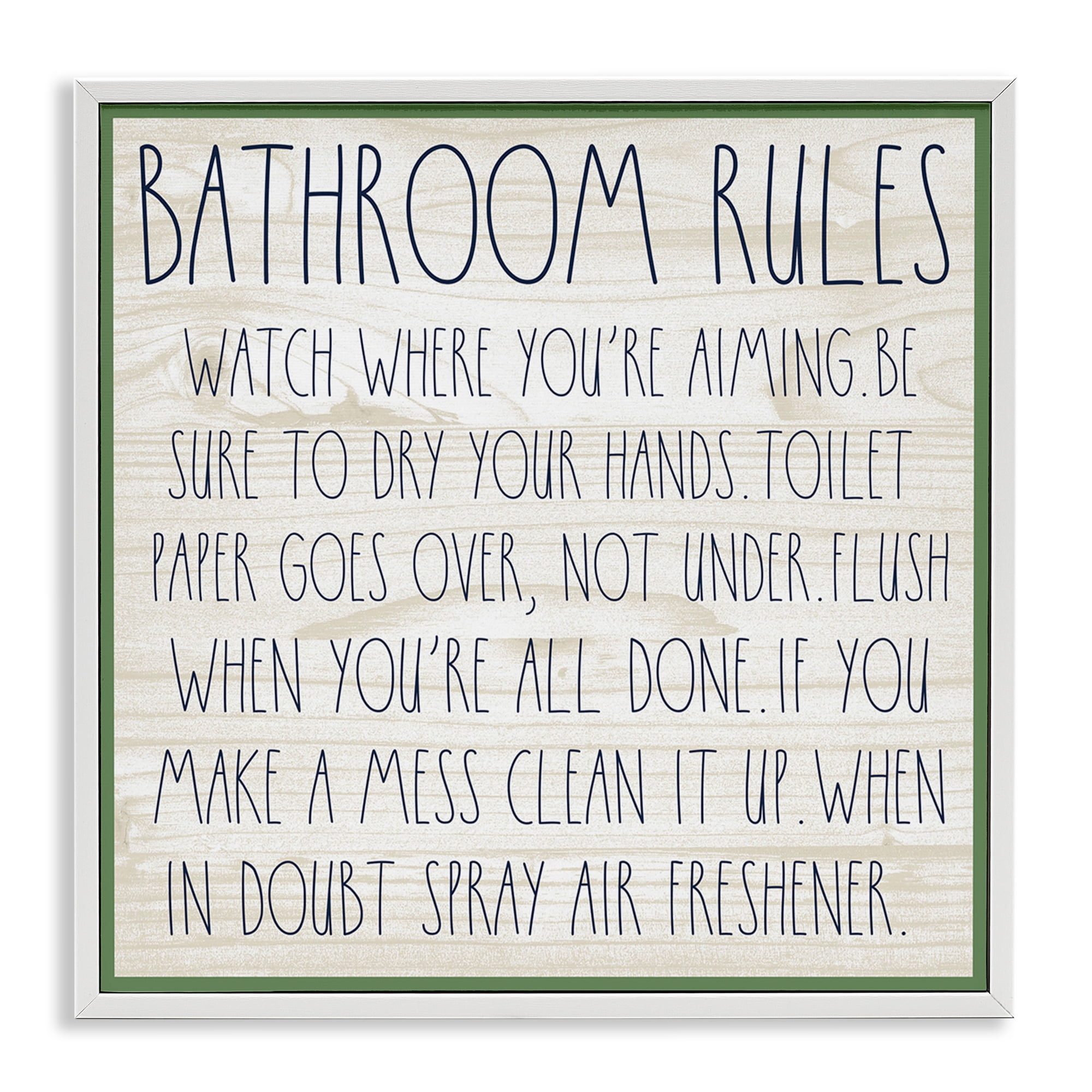 Stupell Industries Rustic Chic Bathroom Typography Painting White Framed Art Print Wall Art, 12 x 12