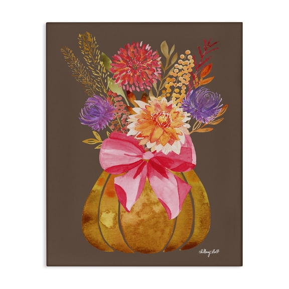 Stupell Industries Rustic Chic Pumpkin Florals Canvas Wall Art design by Hillary Holt, 40 x 30