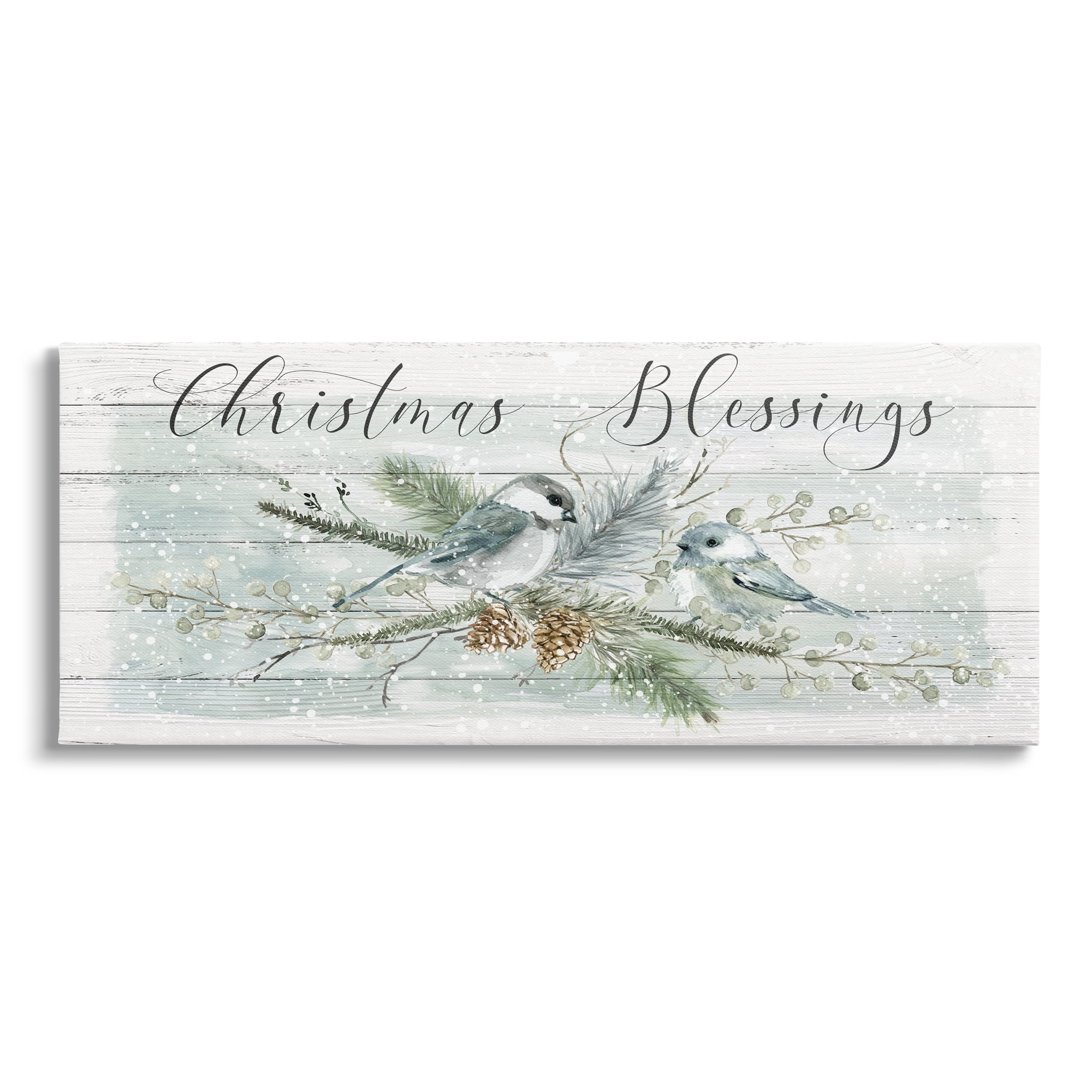 Stupell Industries Rustic Christmas Blessings Holiday Painting Gallery Wrapped Canvas Print Wall Art, 24 x 10