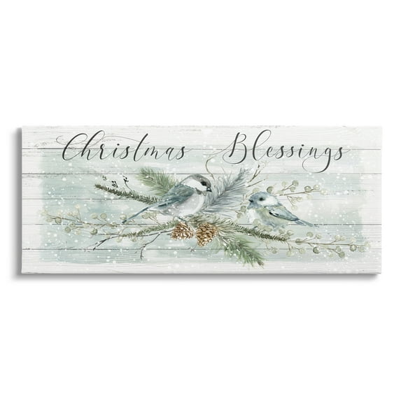 Stupell Industries Rustic Christmas Blessings Holiday Painting Gallery Wrapped Canvas Print Wall Art, 30 x 13