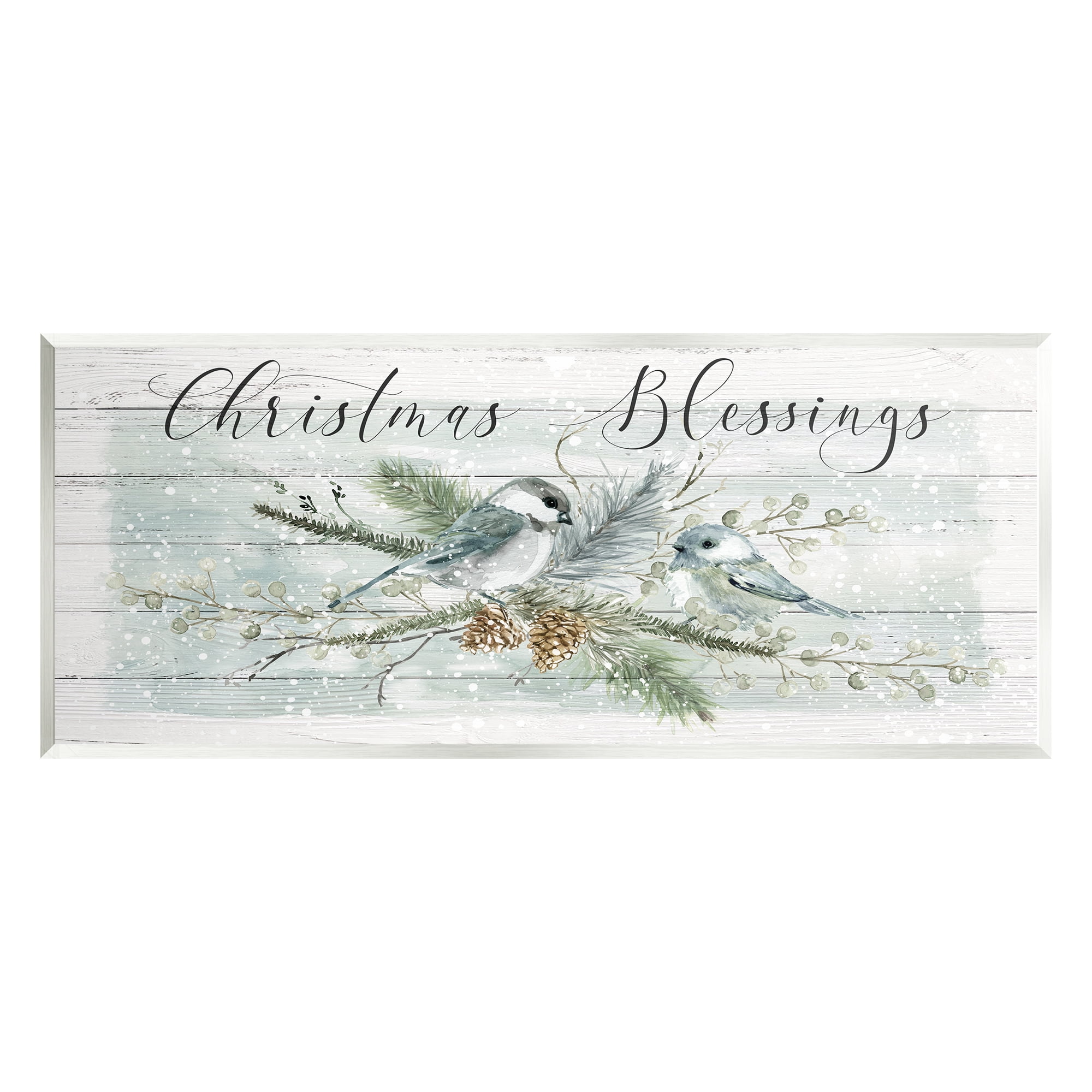 Stupell Industries Rustic Christmas Blessings Holiday Painting Unframed Art Print Wall Art, 17 x 7