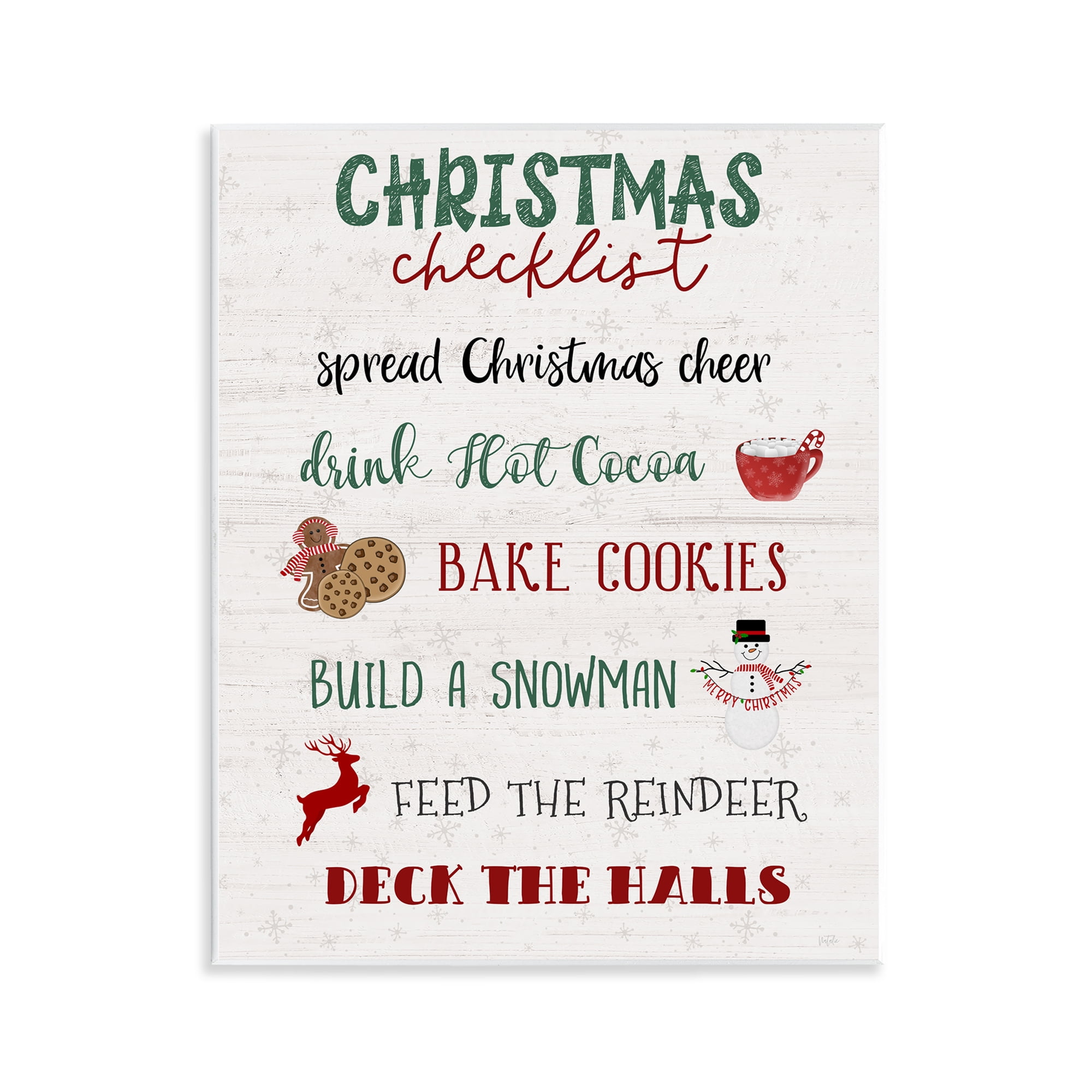 Stupell Industries Rustic Christmas Checklist Holiday Painting Unframed Art Prints Wall Art, 11 x 14