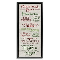 Stupell Industries Rustic Christmas Rules Holiday Painting Black Floater Framed Canvas Art Prints Wall Art, 11 x 25