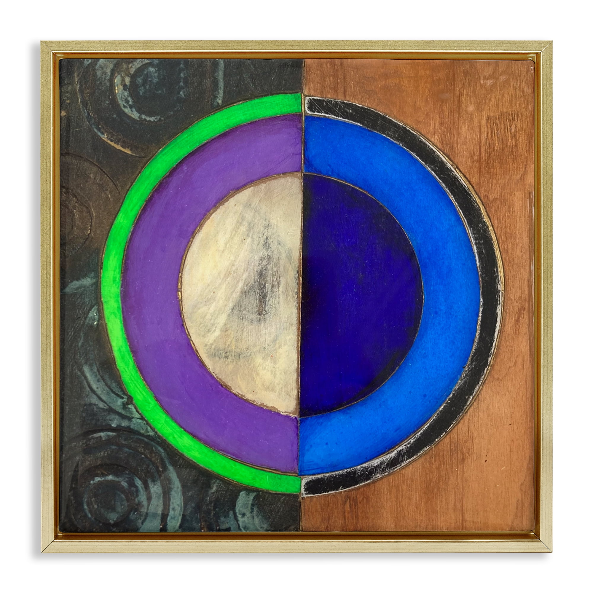 Stupell Industries Rustic Circular Balance Gold Framed Floater Canvas Wall Art, design by Matthew Finger