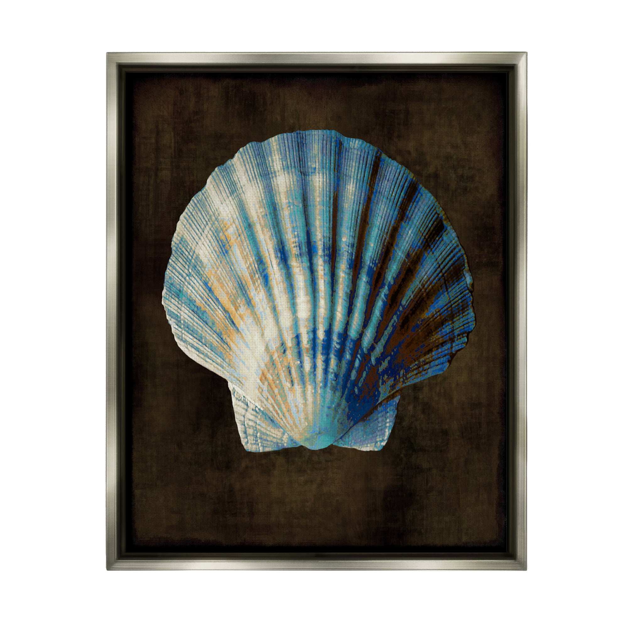 Stupell Industries Rustic Clam Shell Nature Painting Gray Floater Framed Art Print Wall Art, 25 x 31