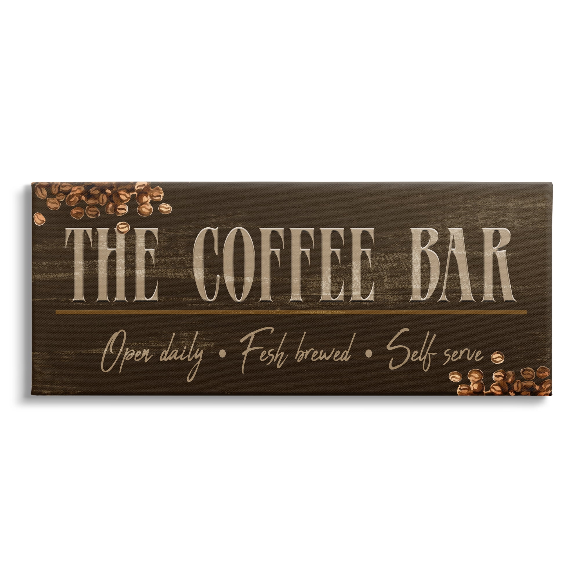 Stupell Industries Rustic Coffee Bar Sign Food & Beverage Painting Gallery Wrapped Canvas Art Print Wall Art, 24 x 10