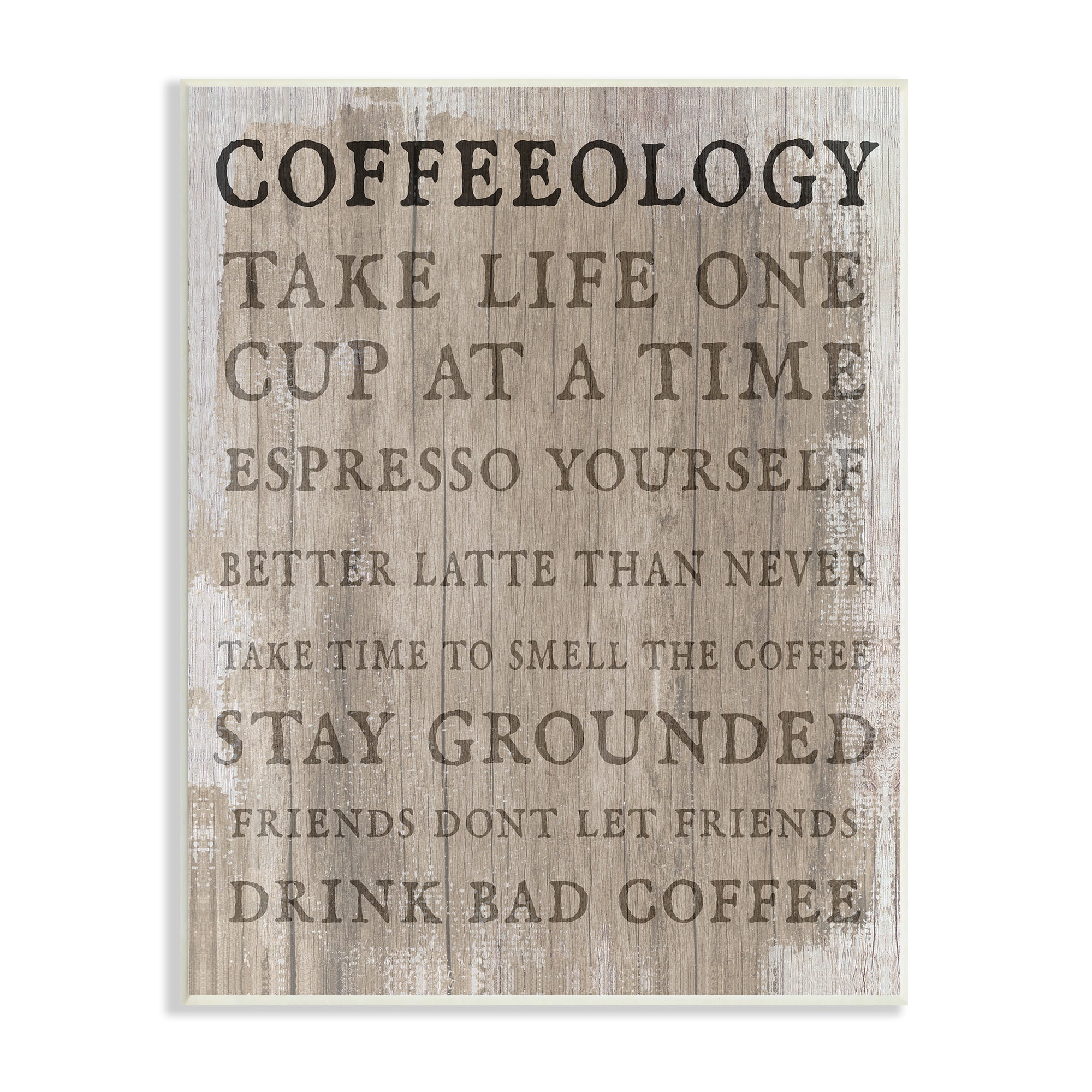 Stupell Industries Rustic Coffeeology Sign Espresso Positivity Phrases Drink Puns, 10 x 15, Design by Daphne Polselli