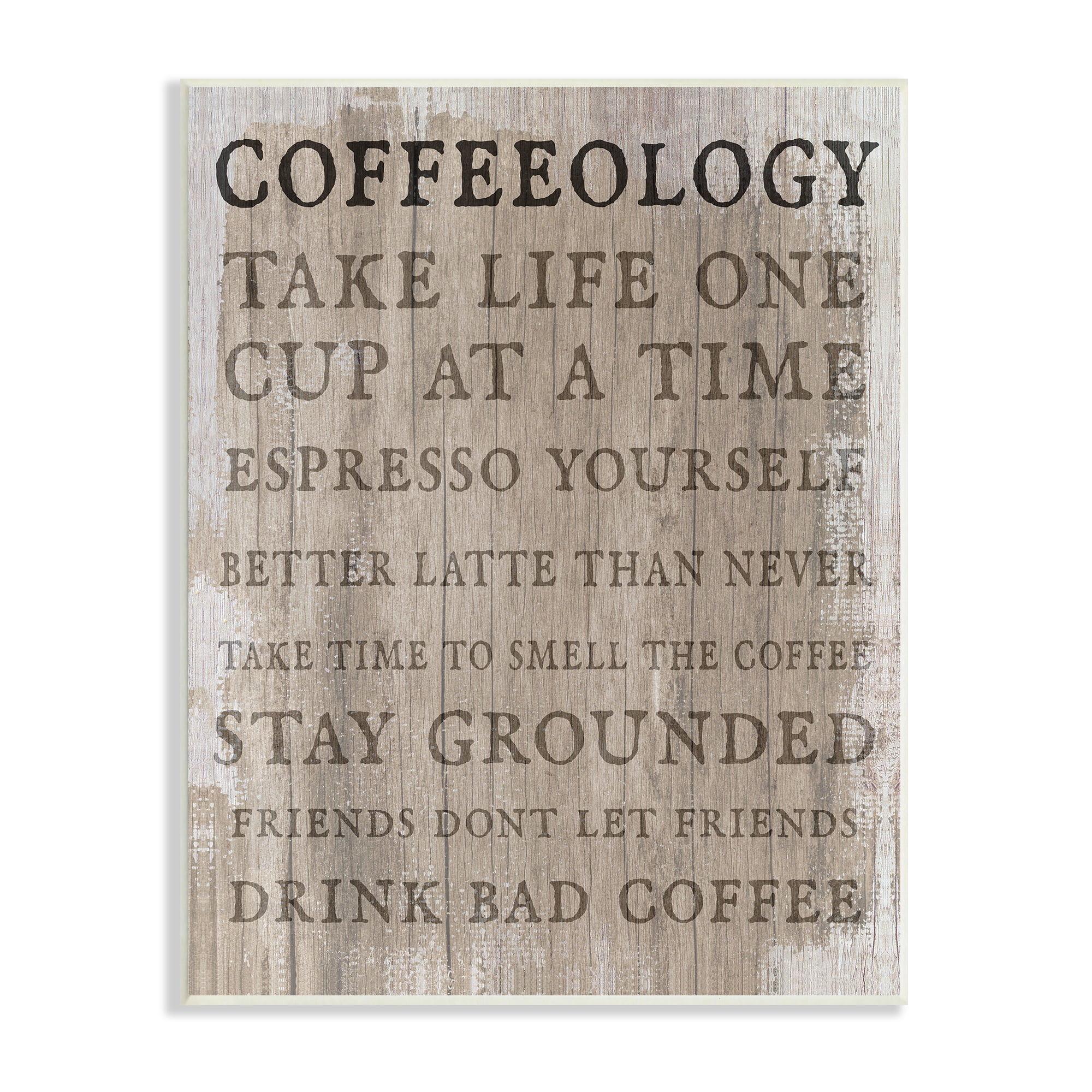 Stupell Industries Rustic Coffeeology Sign Espresso Positivity Phrases Drink Puns, 13 x 19, Design by Daphne Polselli