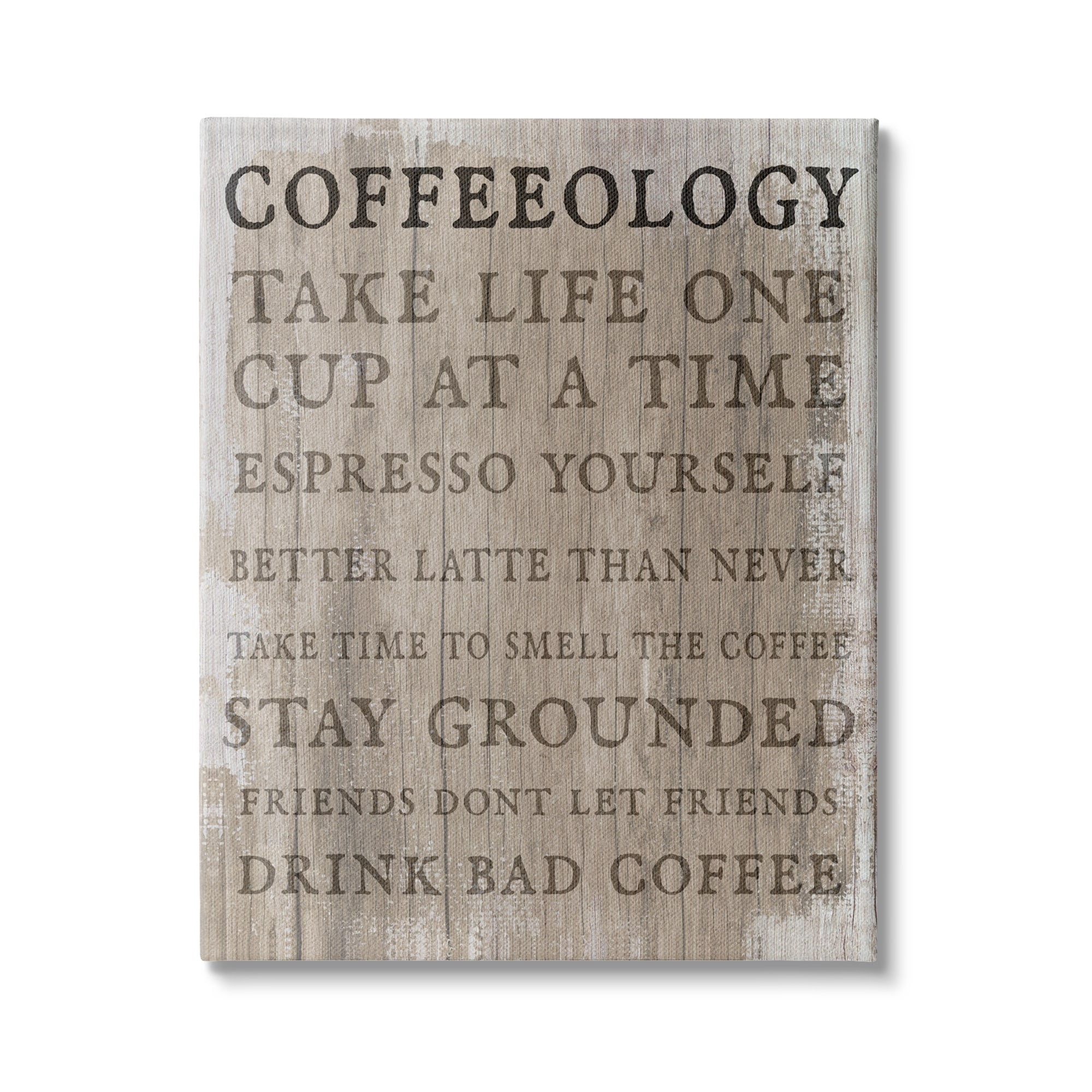 Stupell Industries Rustic Coffeeology Sign Espresso Positivity Phrases Drink Puns, 36 x 48, Design by Daphne Polselli