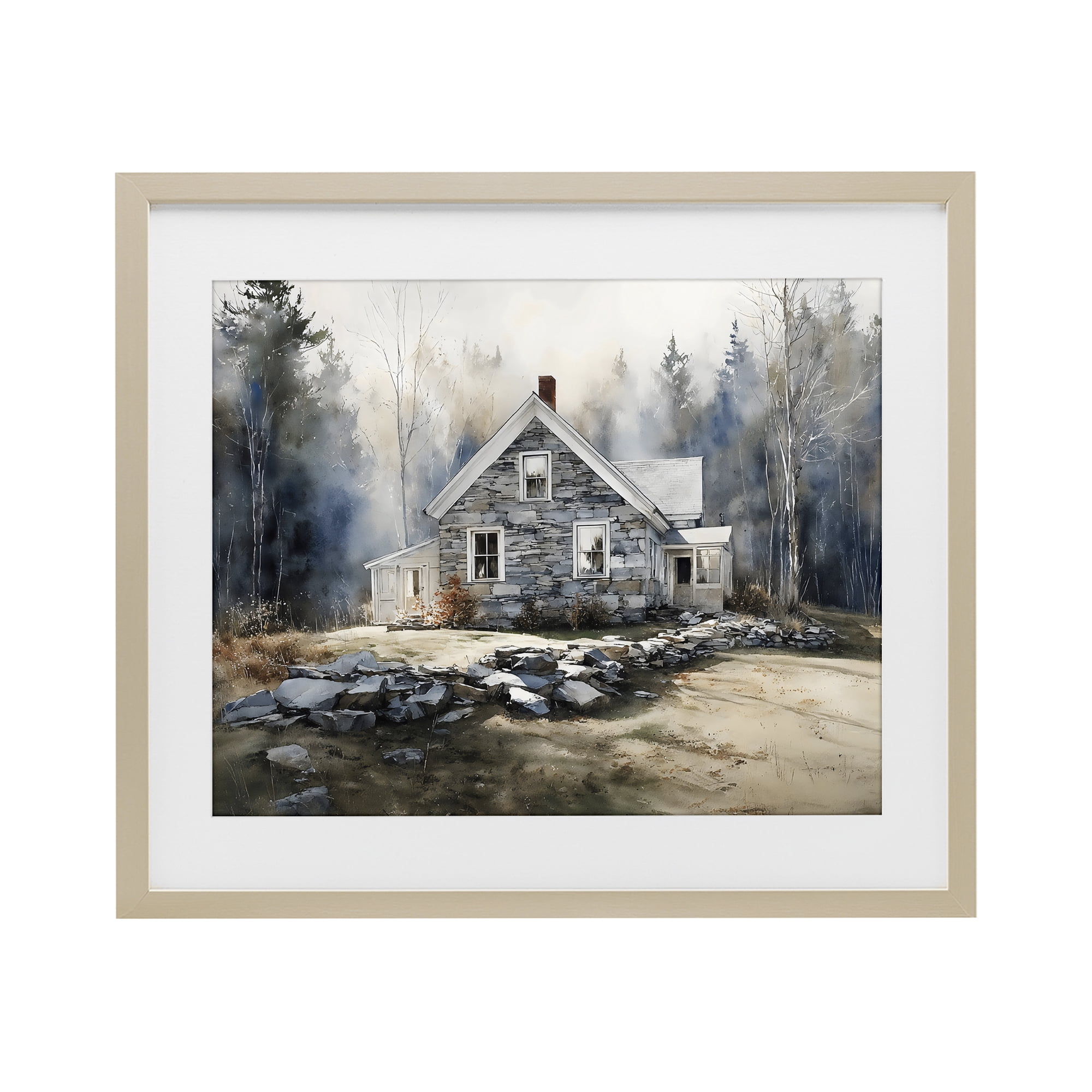 Stupell Industries Rustic Cottage Among the Trees Birch Framed Print Under Glass, design by Franklyn Gregory