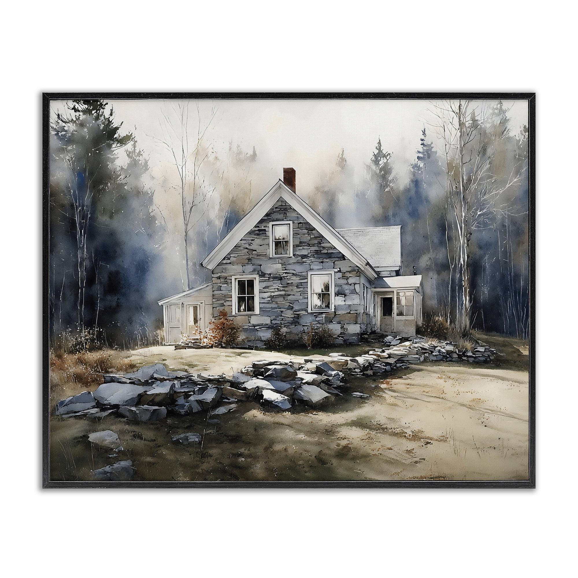 Stupell Industries Rustic Cottage Among the Trees Black Framed Giclee Art, design by Franklyn Gregory