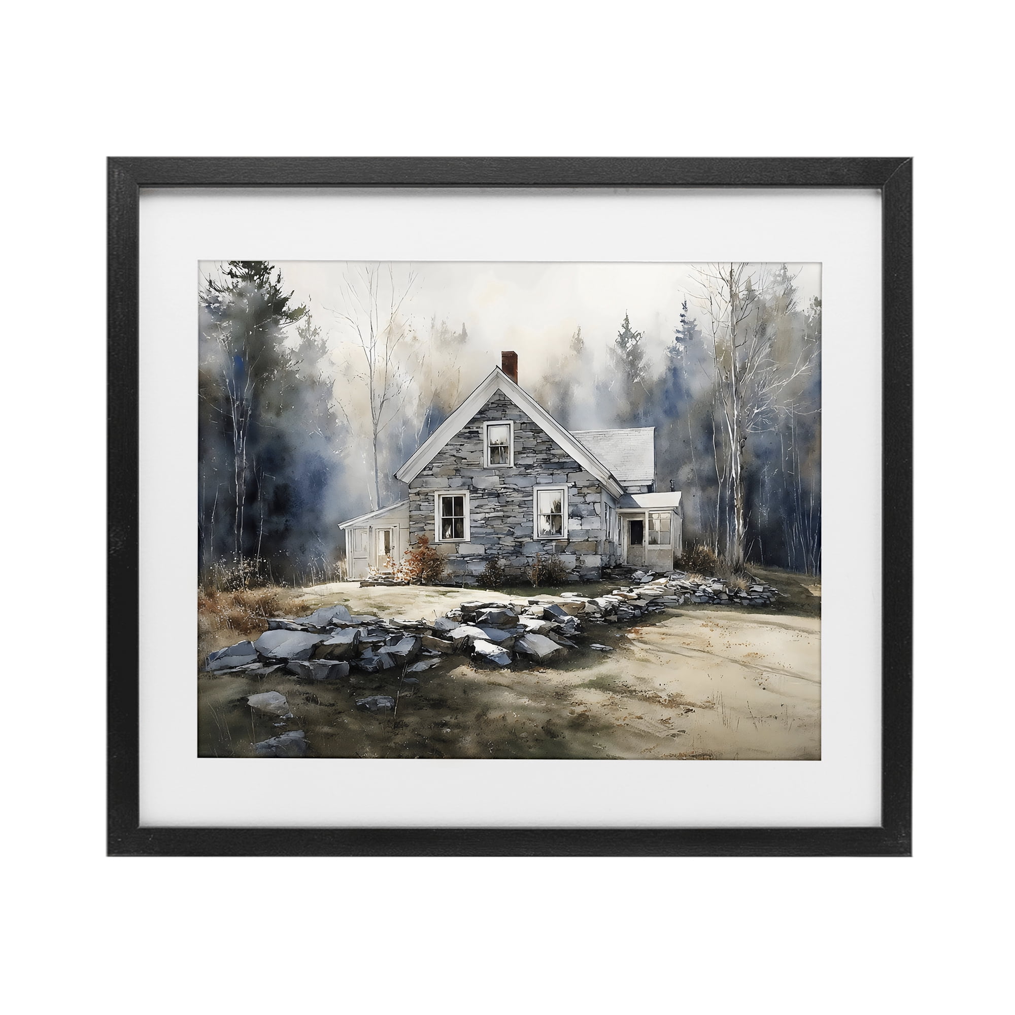 Stupell Industries Rustic Cottage Among the Trees Black Framed Print Under Glass, design by Franklyn Gregory
