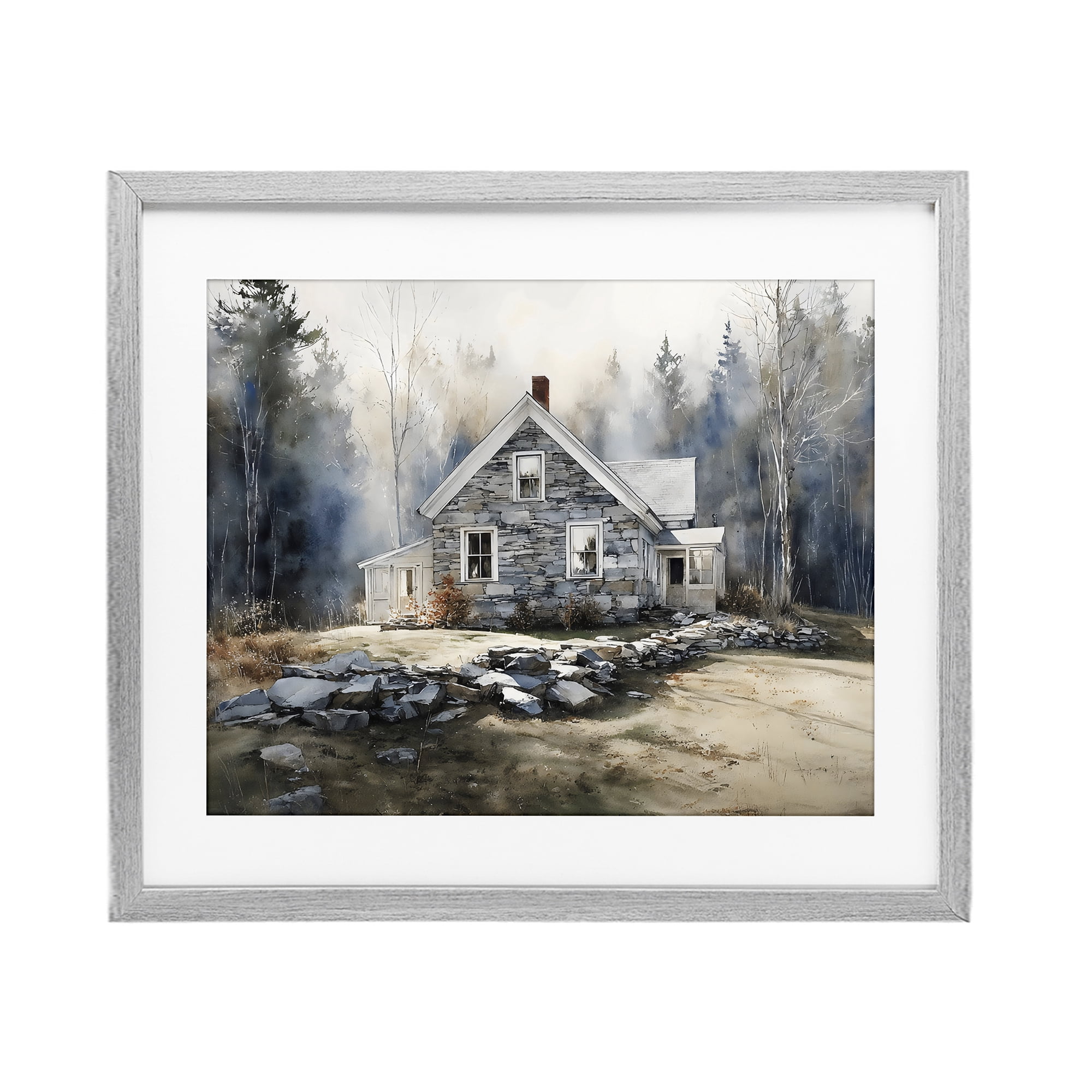 Stupell Industries Rustic Cottage Among the Trees Gray Framed Print Under Glass, design by Franklyn Gregory