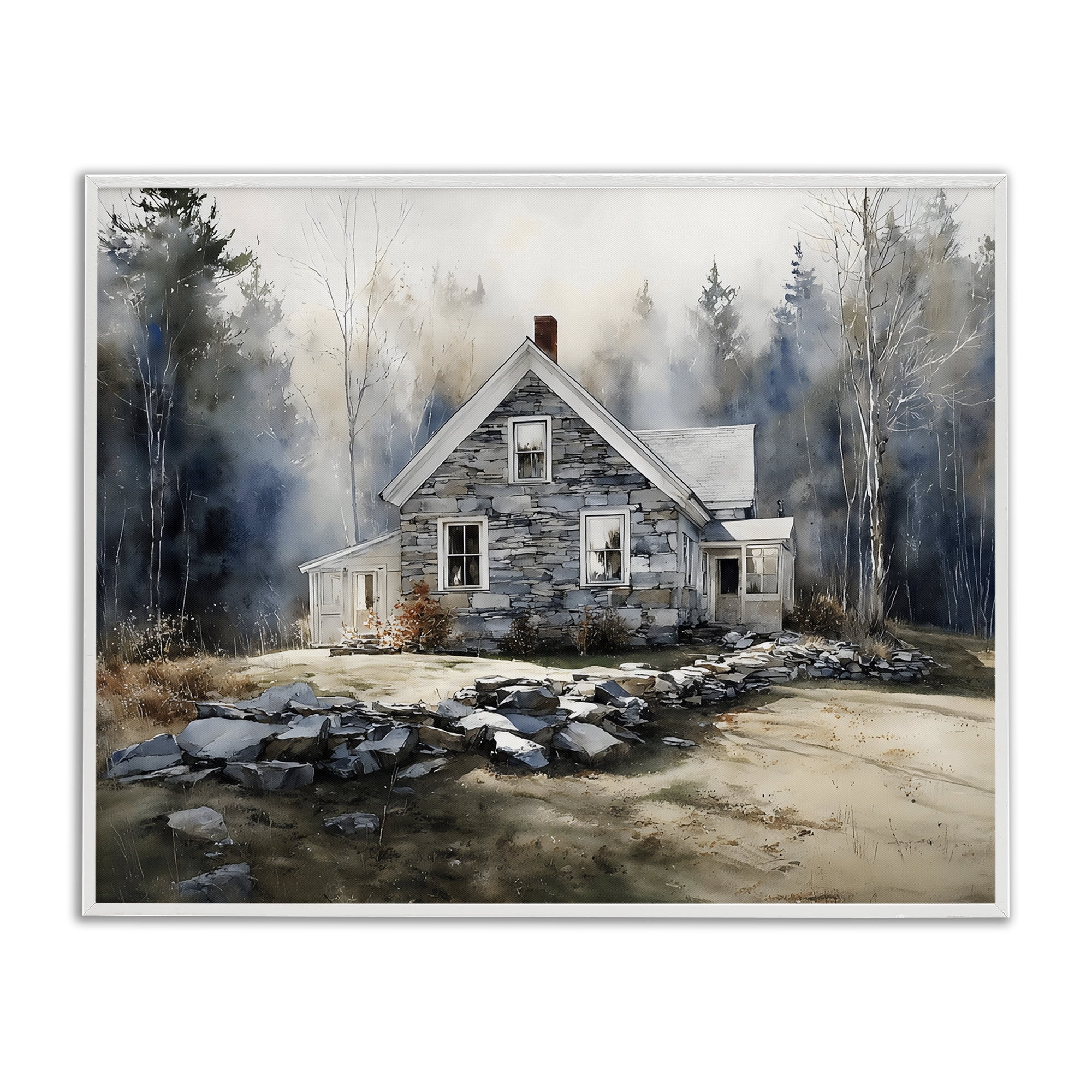 Stupell Industries Rustic Cottage Among the Trees White Framed Giclee Art, design by Franklyn Gregory