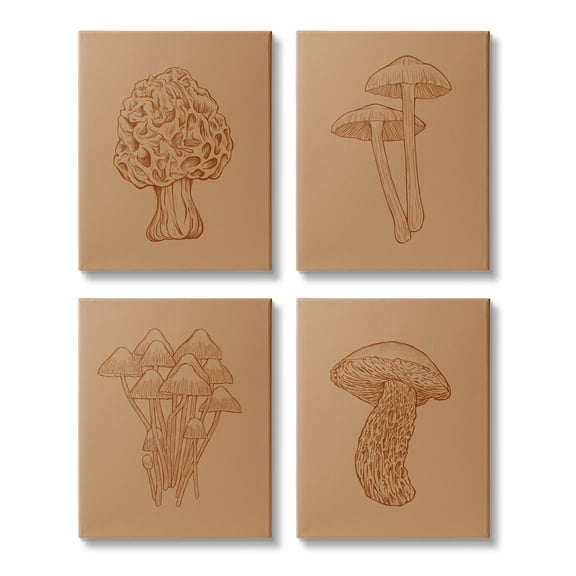 Stupell Industries Rustic Cottage Mushroom Sketches Graphic Art Gallery Wrapped Canvas Print Wall Art, Set of 4, Design by Ziwei Li