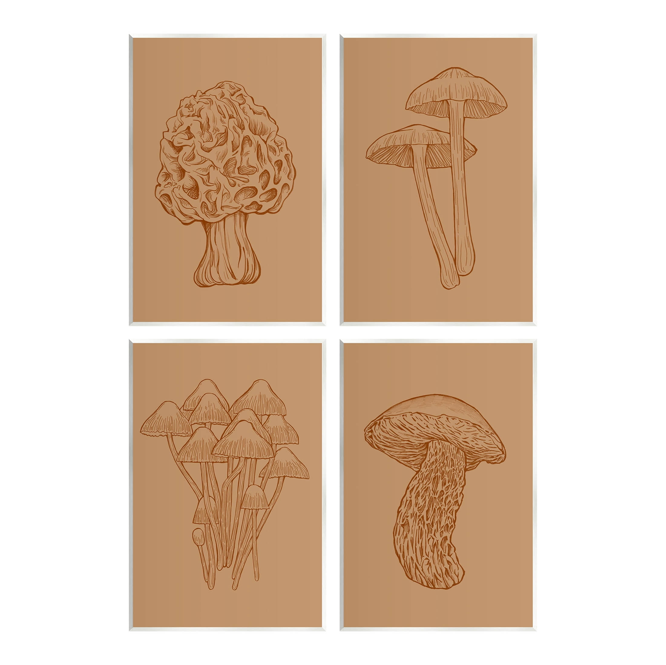 Stupell Industries Rustic Cottage Mushroom Sketches Graphic Art Unframed Art Print Wall Art, Set of 4, Design by Ziwei Li