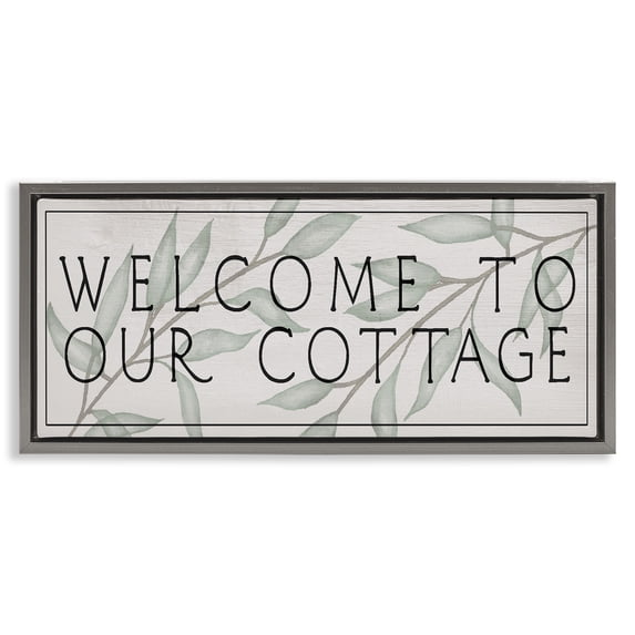 Stupell Industries French Country Rustic Cottage Welcome Gray Floating Frame Canvas Art, 31 x 14, by Lil' Rue