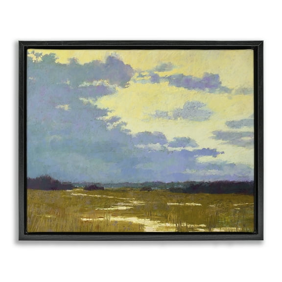 Stupell Industries Rustic Country Clouds Landscape & Nature Painting Black Floater Framed Canvas Art Print Wall Art, 31 x 25