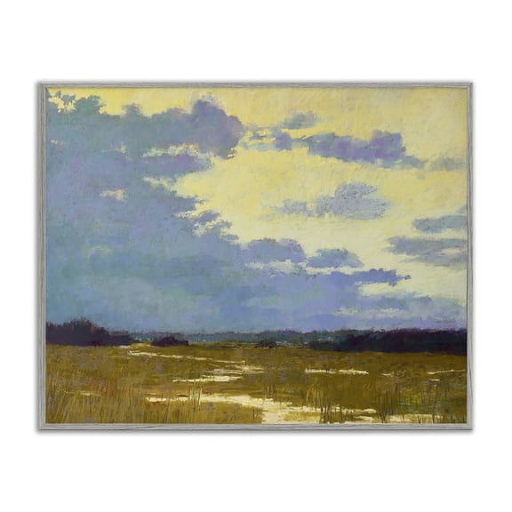 Stupell Industries Rustic Country Clouds Landscape & Nature Painting Gray Framed Art Print Wall Art, 14 x 11