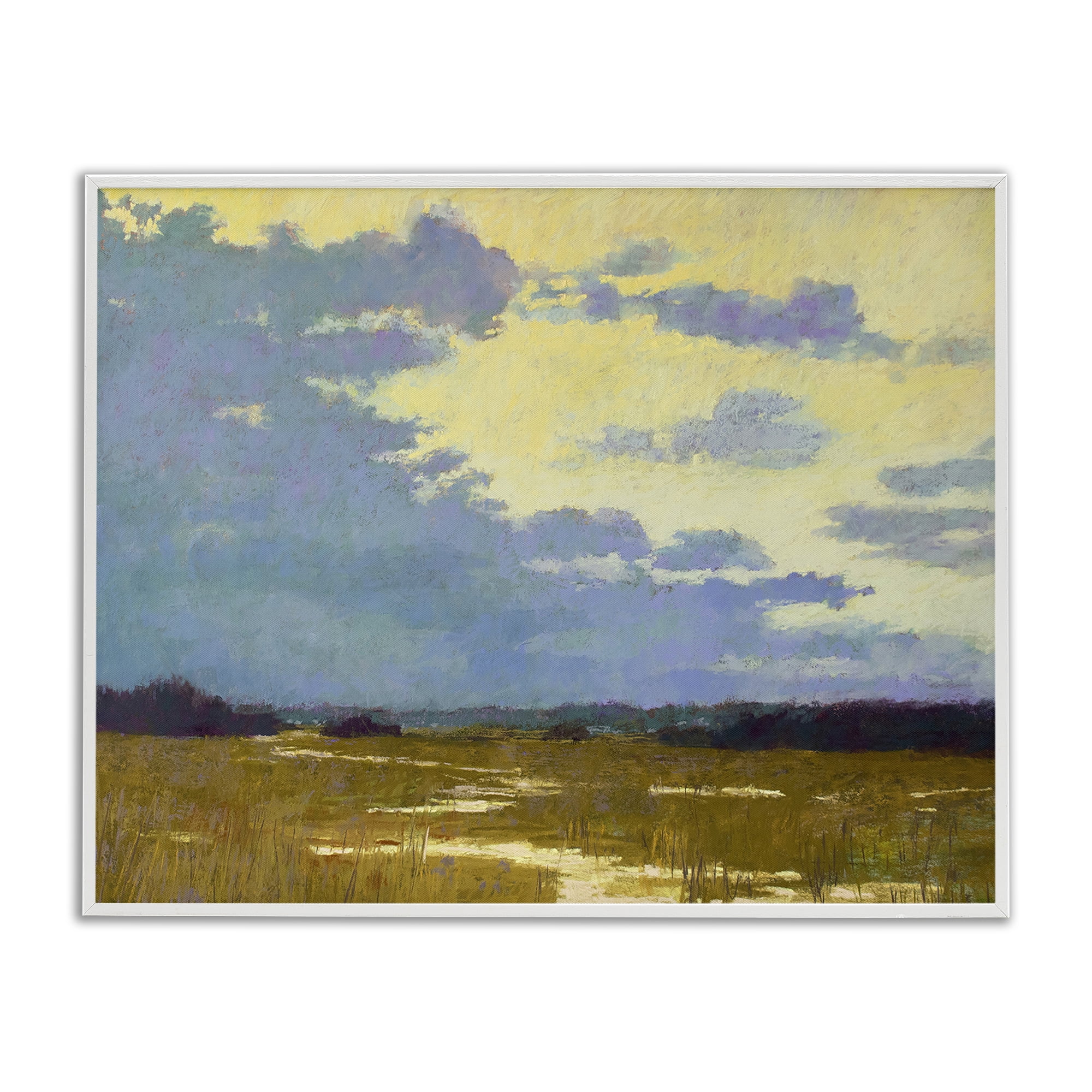 Stupell Industries Rustic Country Clouds Landscape & Nature Painting White Framed Art Print Wall Art, 20 x 16