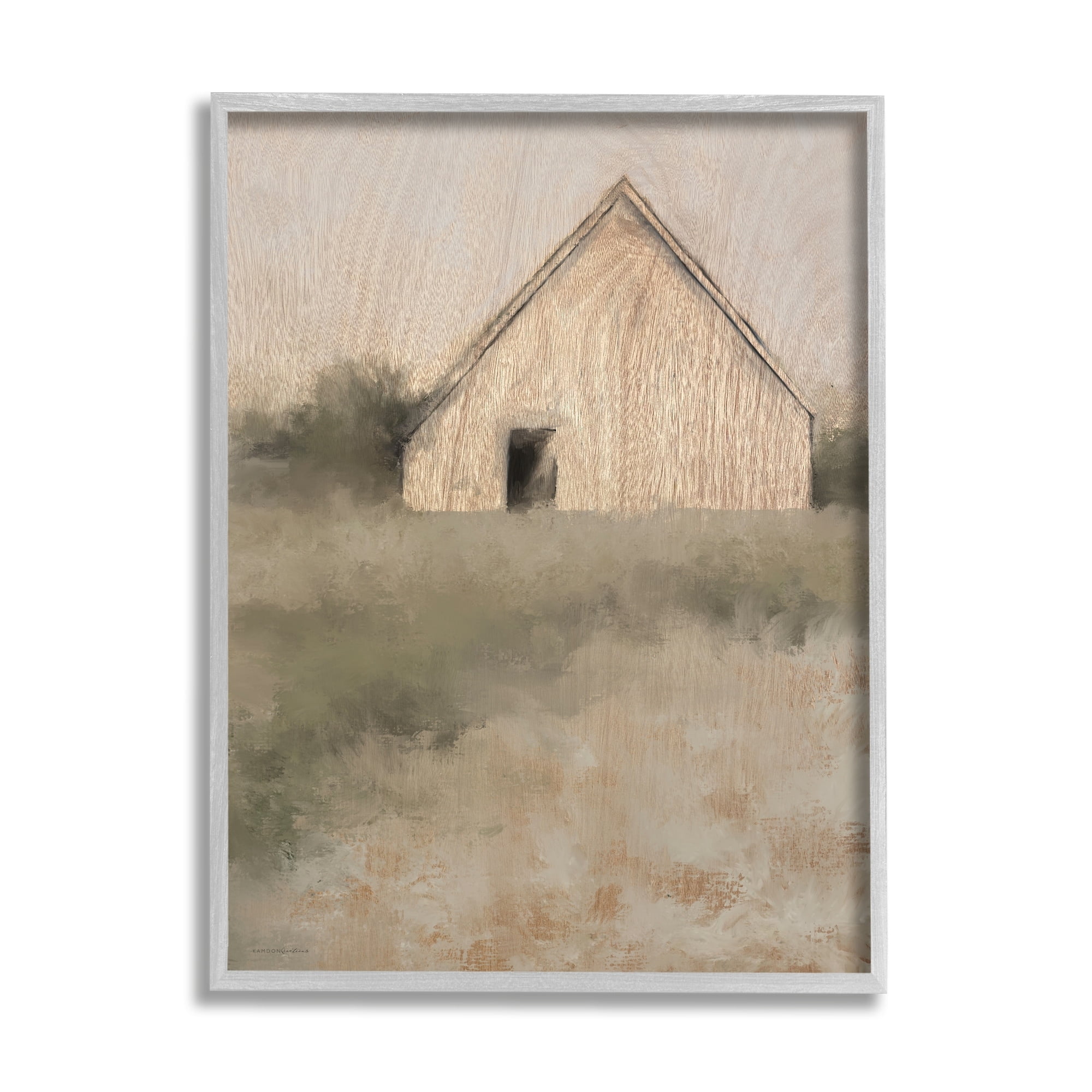 Stupell Industries Rustic Country Cottage Triangle Roof Distressed Landscape Painting, 11 x 14,Design by Kamdon Kreations