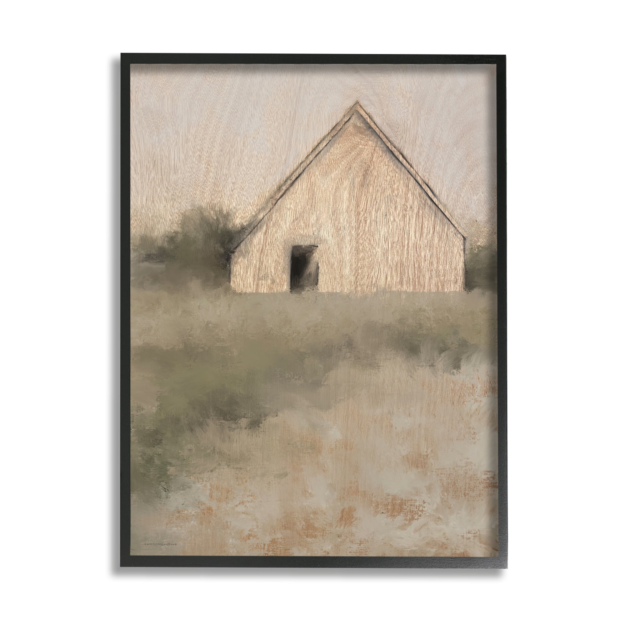 Stupell Industries Rustic Country Cottage Triangle Roof Distressed Landscape Painting, 11 x 14,Design by Kamdon Kreations