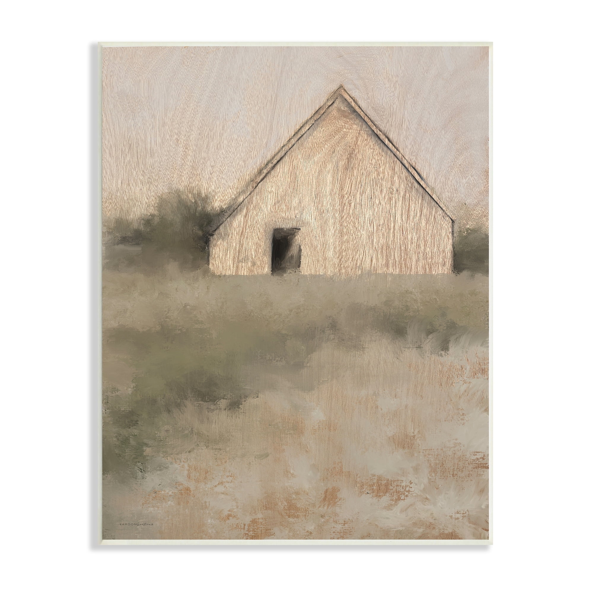 Stupell Industries Rustic Country Cottage Triangle Roof Distressed Landscape Painting, 13 x 19,Design by Kamdon Kreations