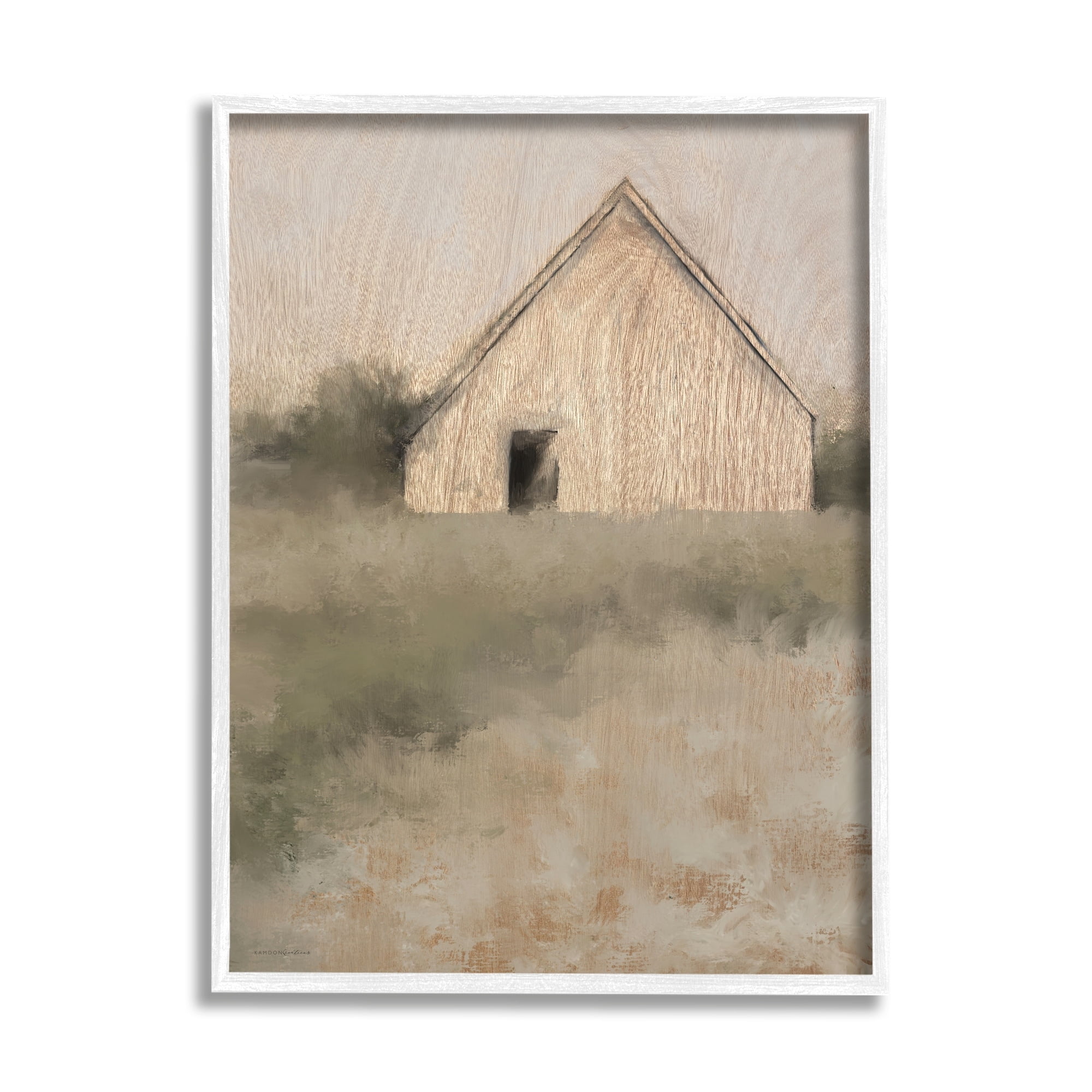 Stupell Industries Rustic Country Cottage Triangle Roof Distressed Landscape Painting, 16 x 20,Design by Kamdon Kreations