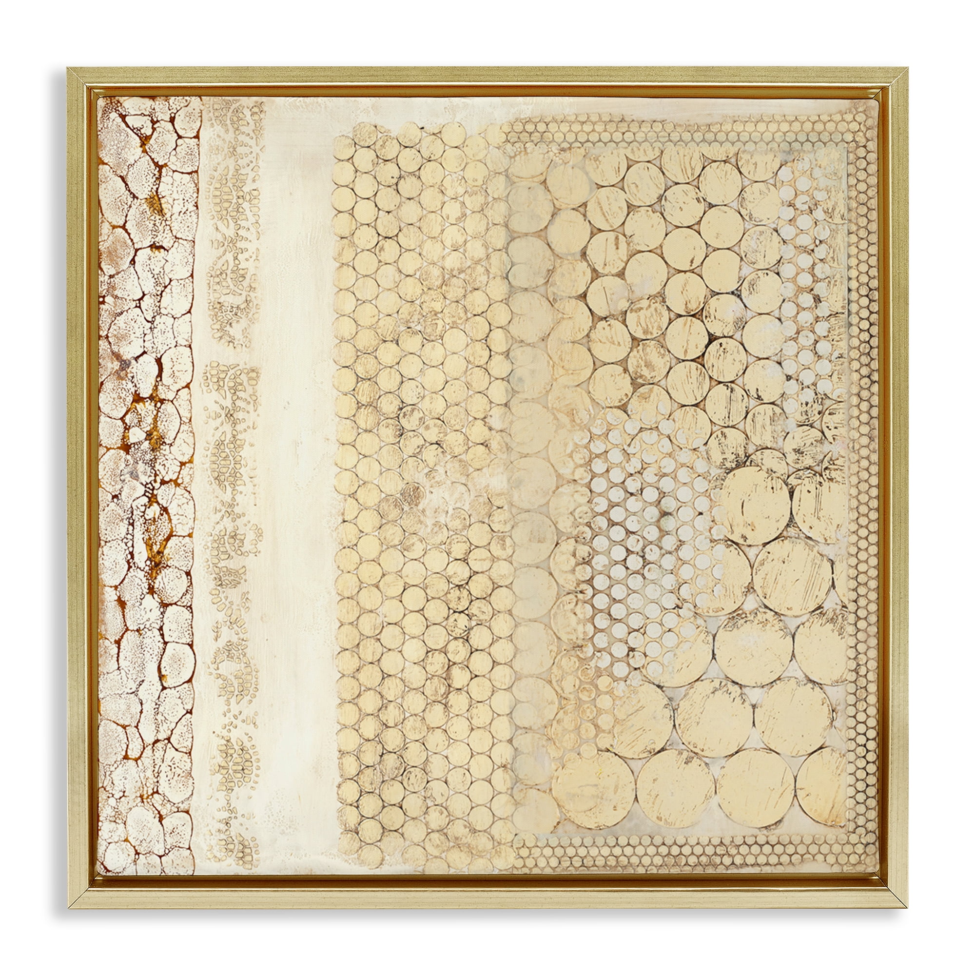 Stupell Industries Rustic Country Geometric Abstract Painting Gold Floater Framed Canvas Art Print Wall Art, 18 x 18