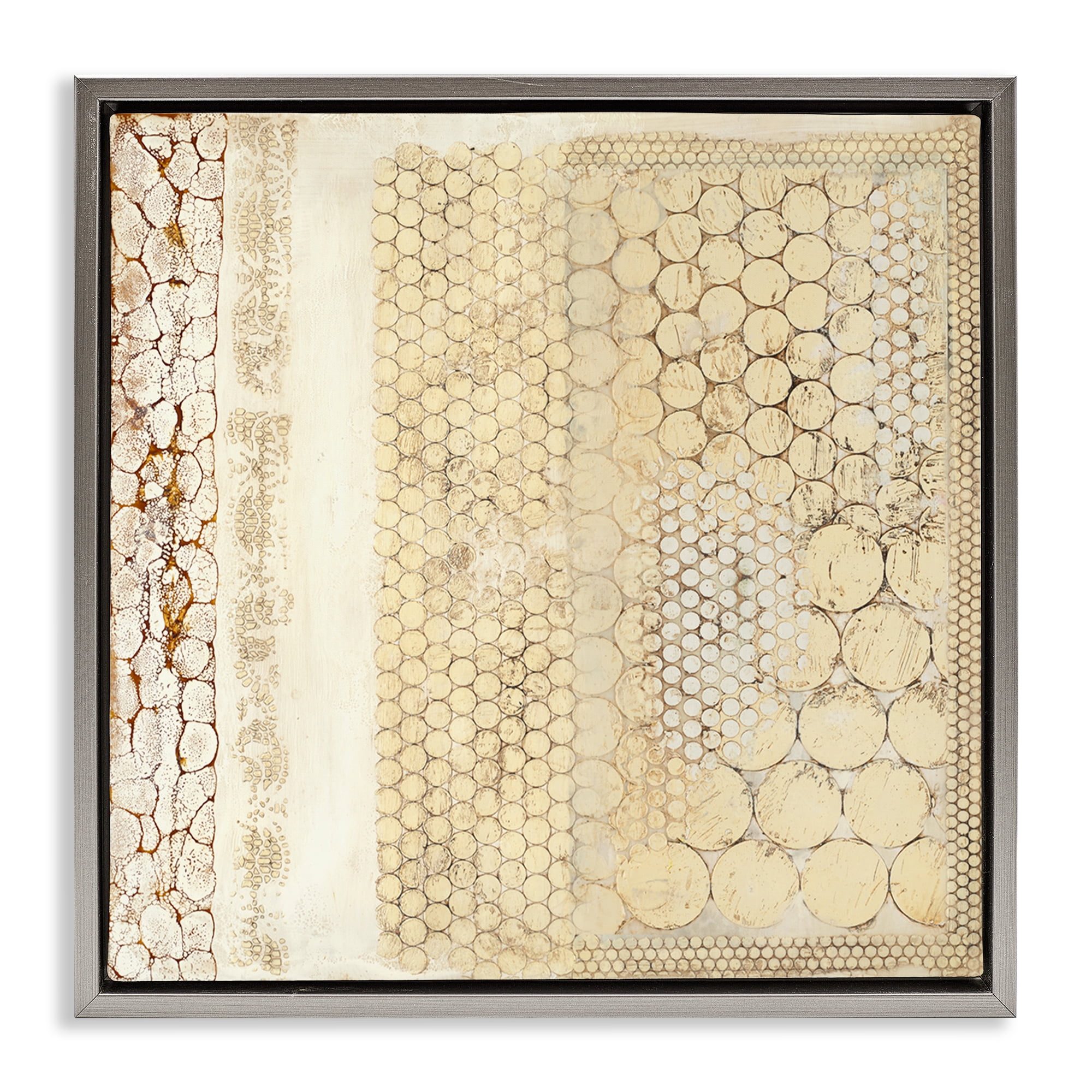 Stupell Industries Rustic Country Geometric Abstract Painting Gray Floater Framed Canvas Art Print Wall Art, 18 x 18