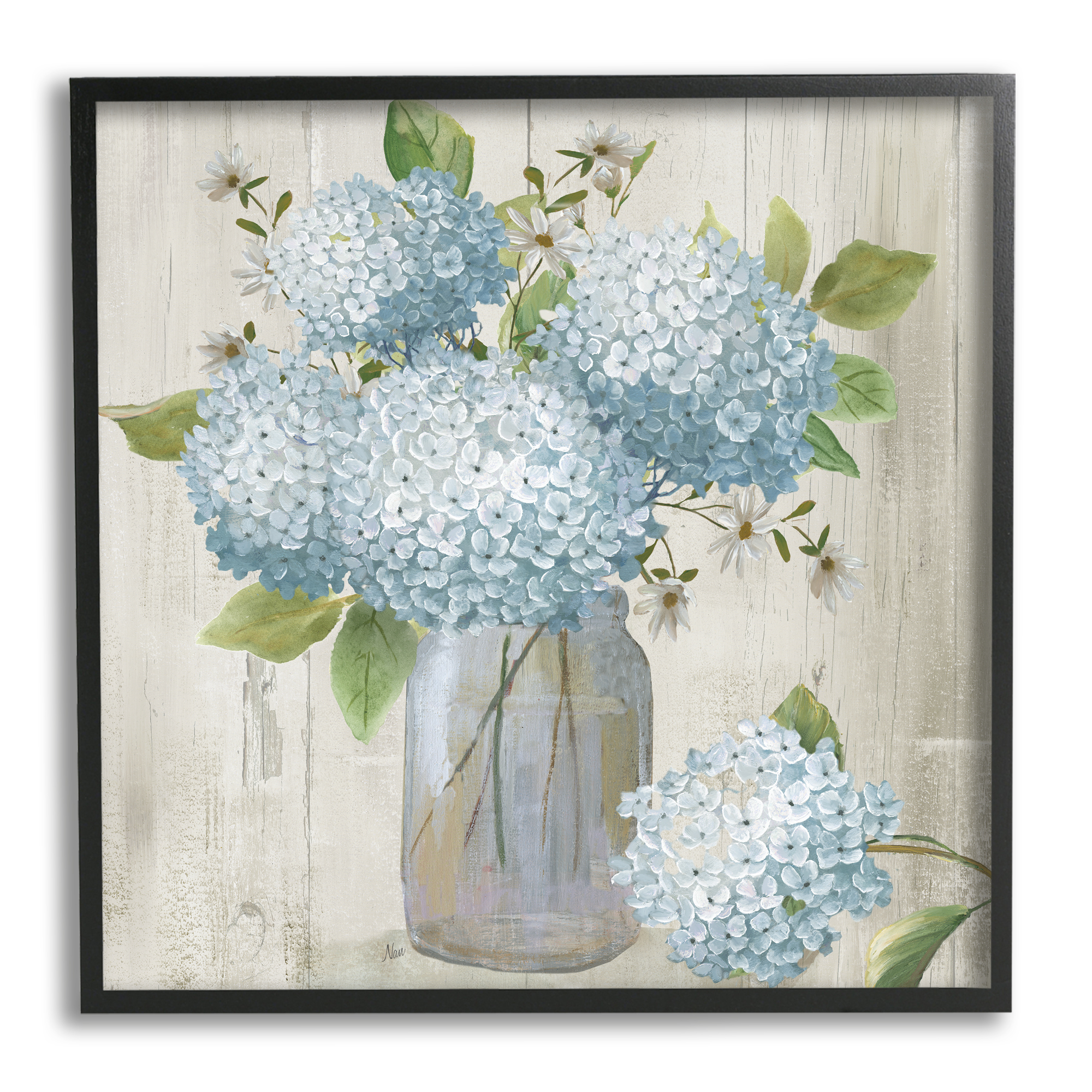Stupell Industries Rustic Country Hydrangeas Botanical & Floral Painting Black Framed Art Print Wall Art, 17 x 17