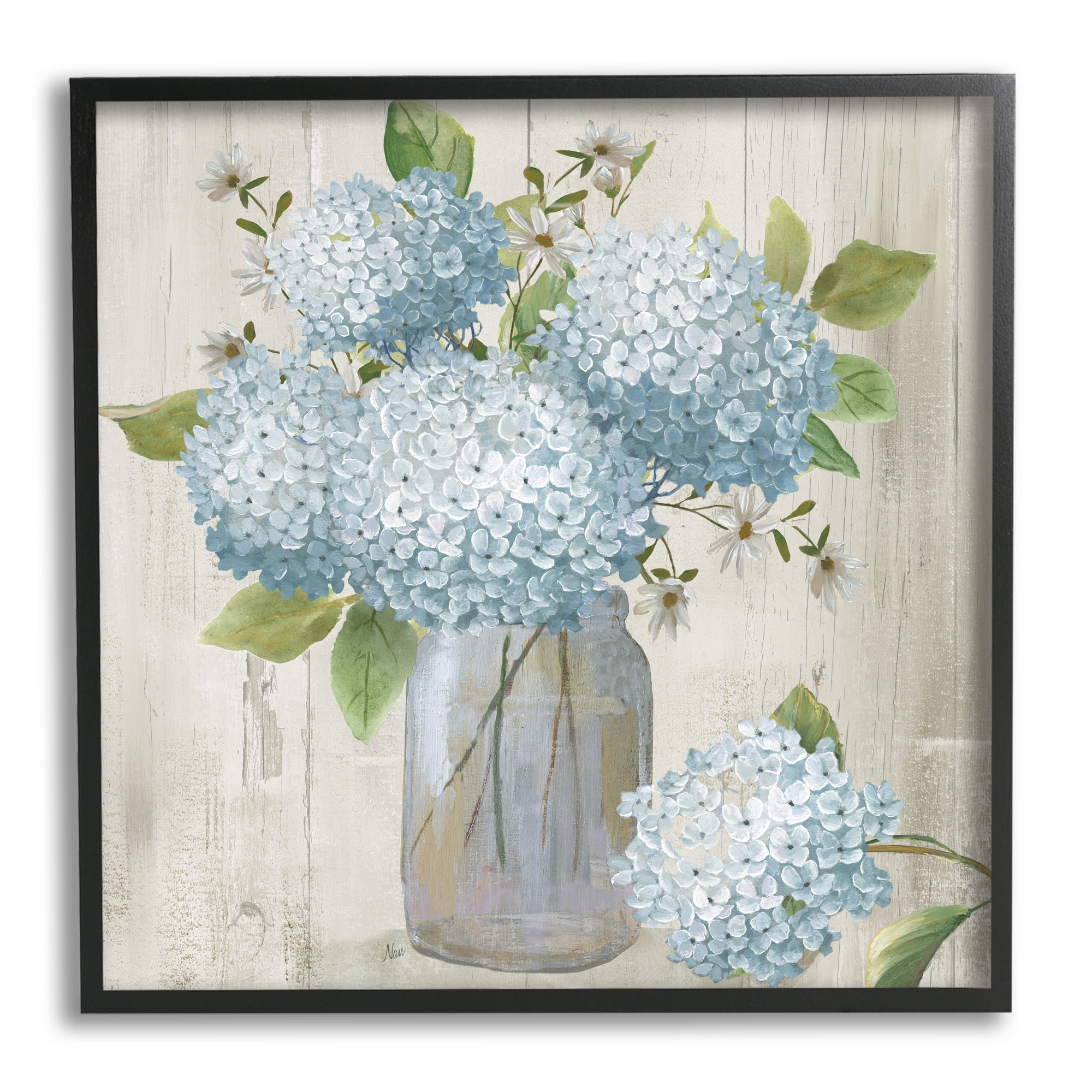Stupell Industries Rustic Country Hydrangeas Botanical & Floral Painting Black Framed Art Print Wall Art, 24 x 24