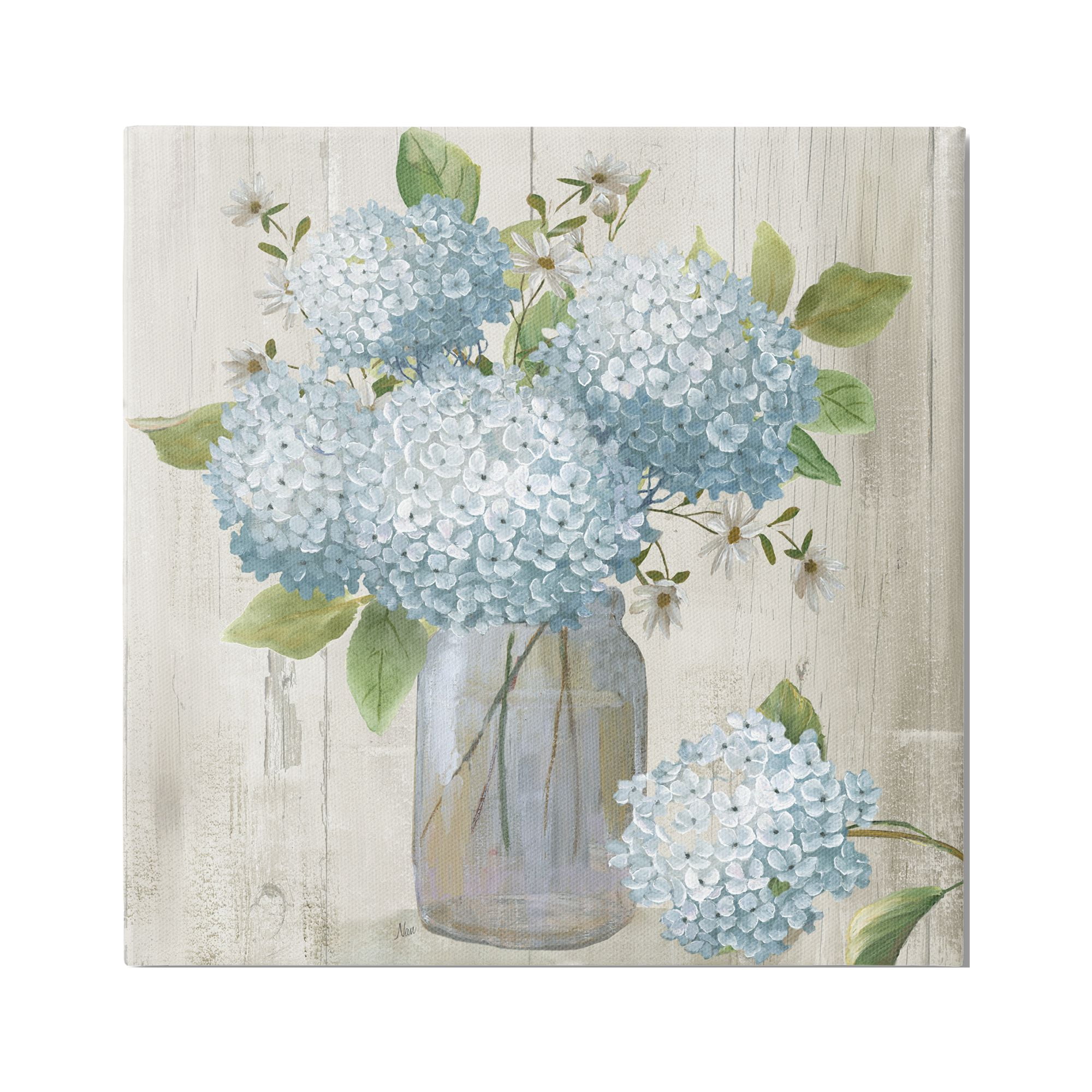 Stupell Industries Rustic Country Hydrangeas Botanical & Floral Painting Gallery Wrapped Canvas Art Print Wall Art, 24 x 24