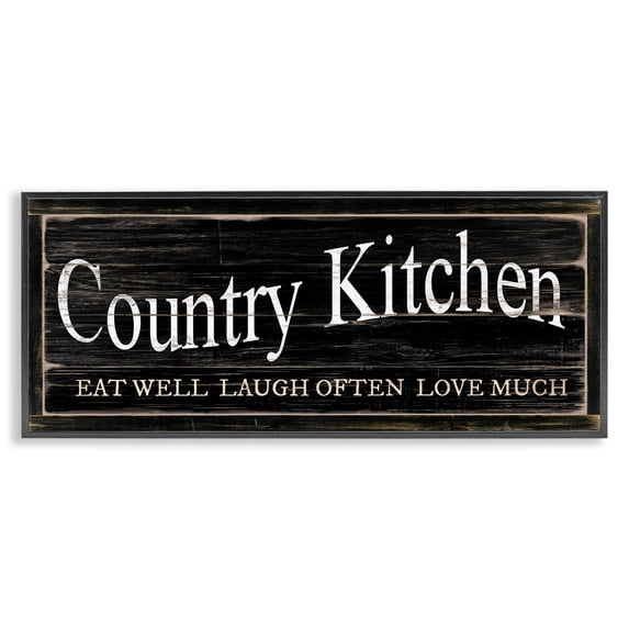 Stupell Industries Rustic Country Kitchen Typography Painting Black Framed Art Print Wall Art, 30 x 13