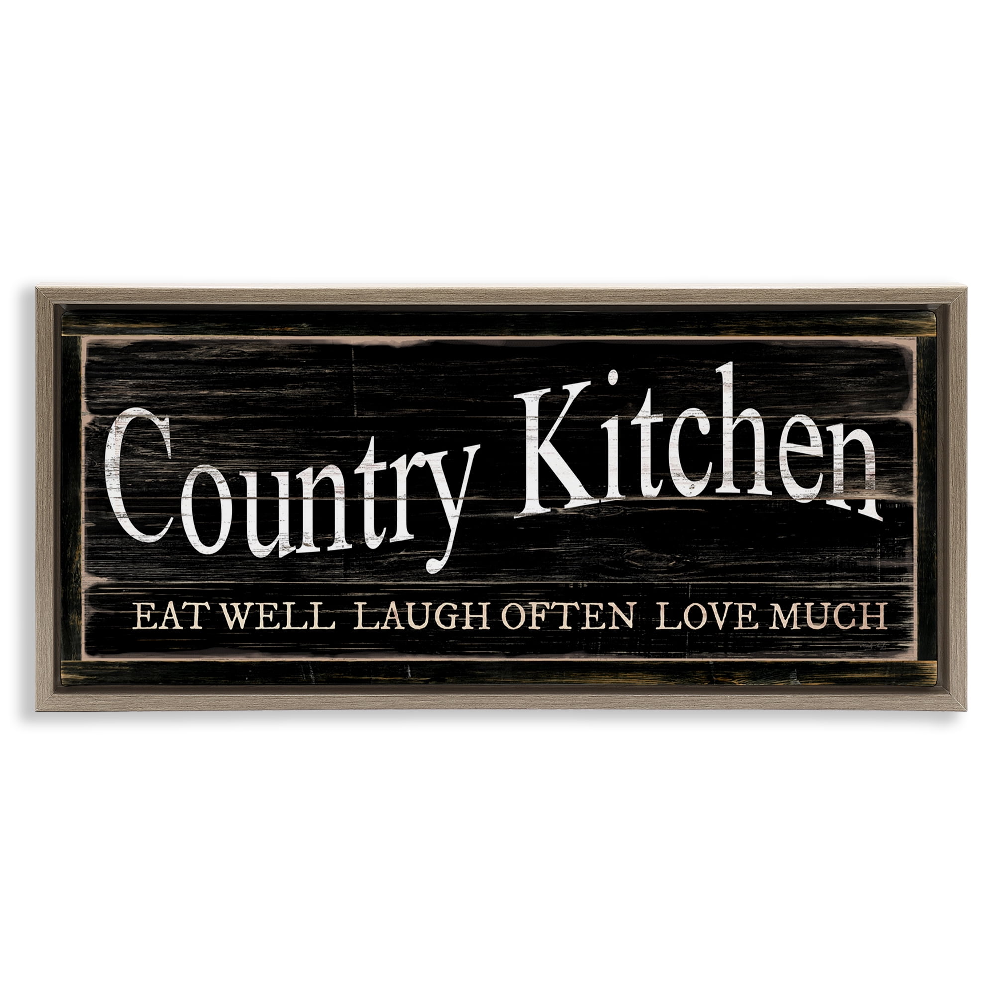 Stupell Industries Rustic Country Kitchen Typography Painting Brown Floater Framed Canvas Art Print Wall Art, 31 x 14