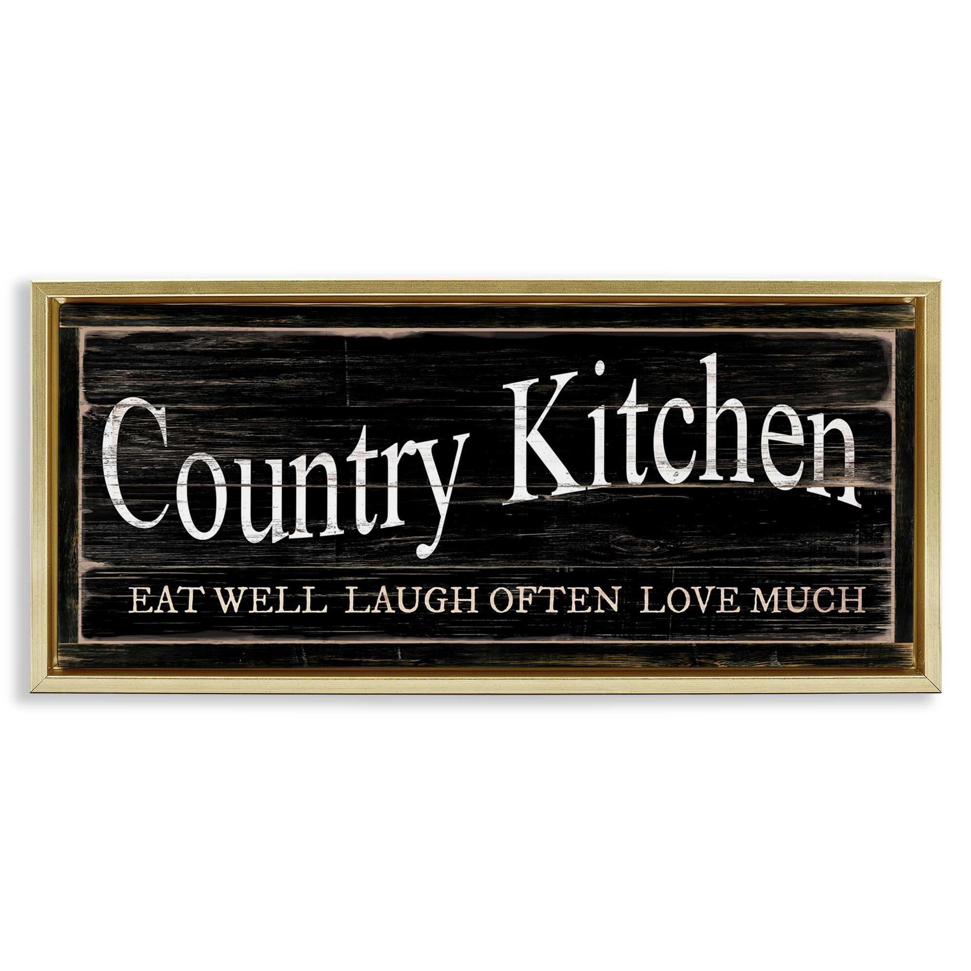 Stupell Industries Rustic Country Kitchen Typography Painting Gold Floater Framed Canvas Art Print Wall Art, 25 x 11