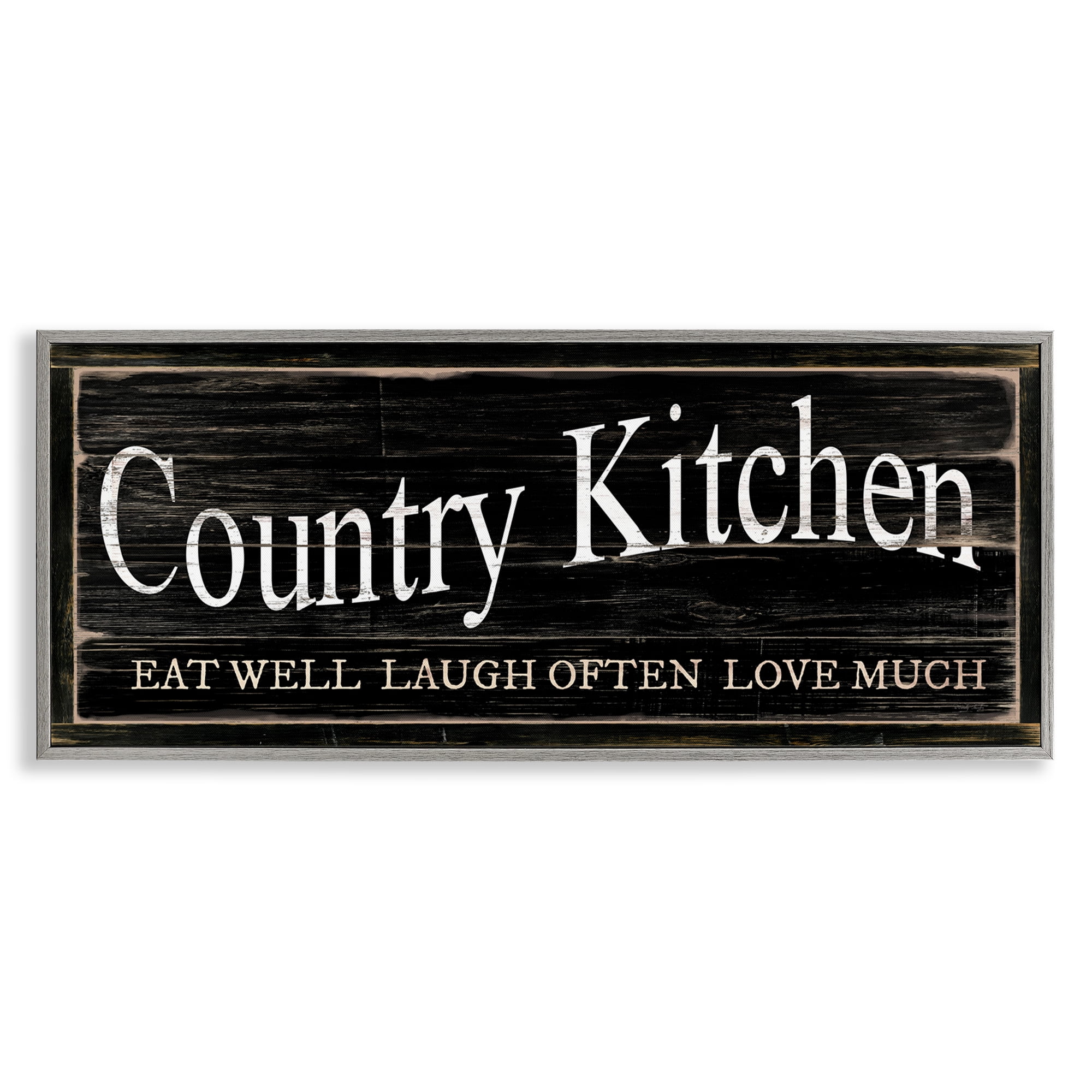 Stupell Industries Rustic Country Kitchen Typography Painting Gray Framed Art Print Wall Art, 30 x 13