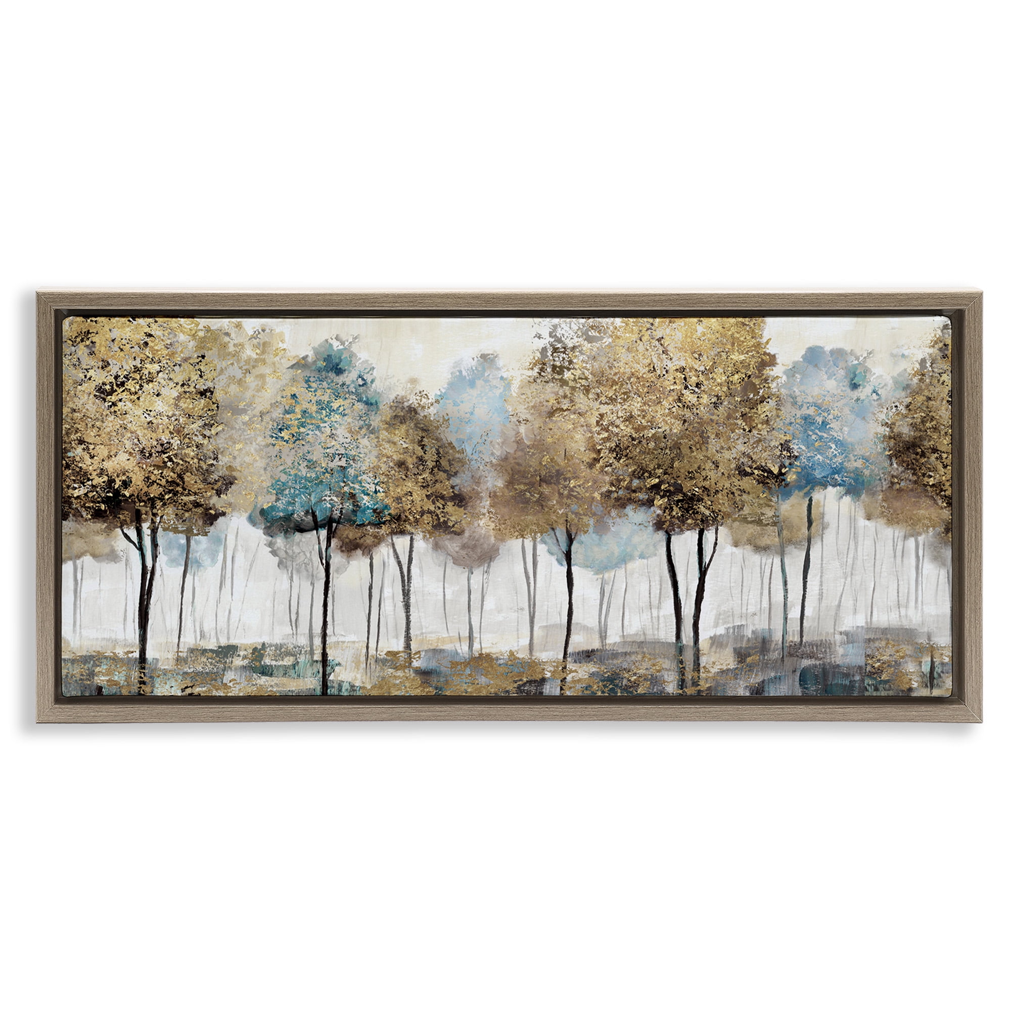 Stupell Industries Rustic Country Orchard Landscape Landscape Painting Brown Floater Framed Canvas Art Print Wall Art, 25 x 11