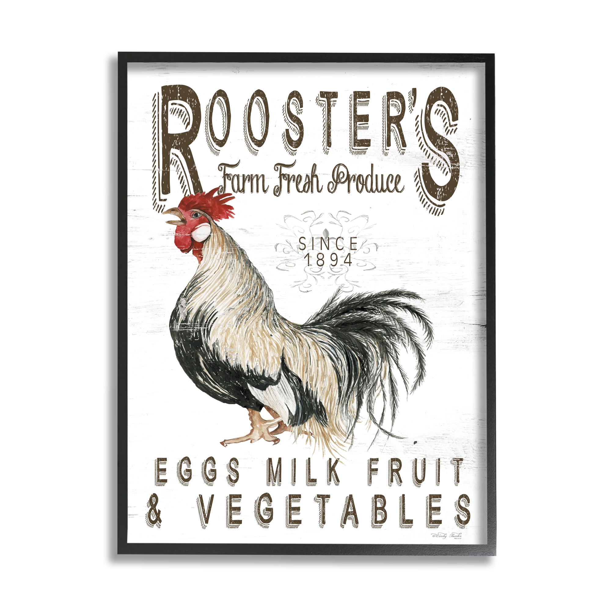 Stupell Industries Rustic Country Produce Botanical & Floral Painting Black Framed Art Print Wall Art, 24 x 30