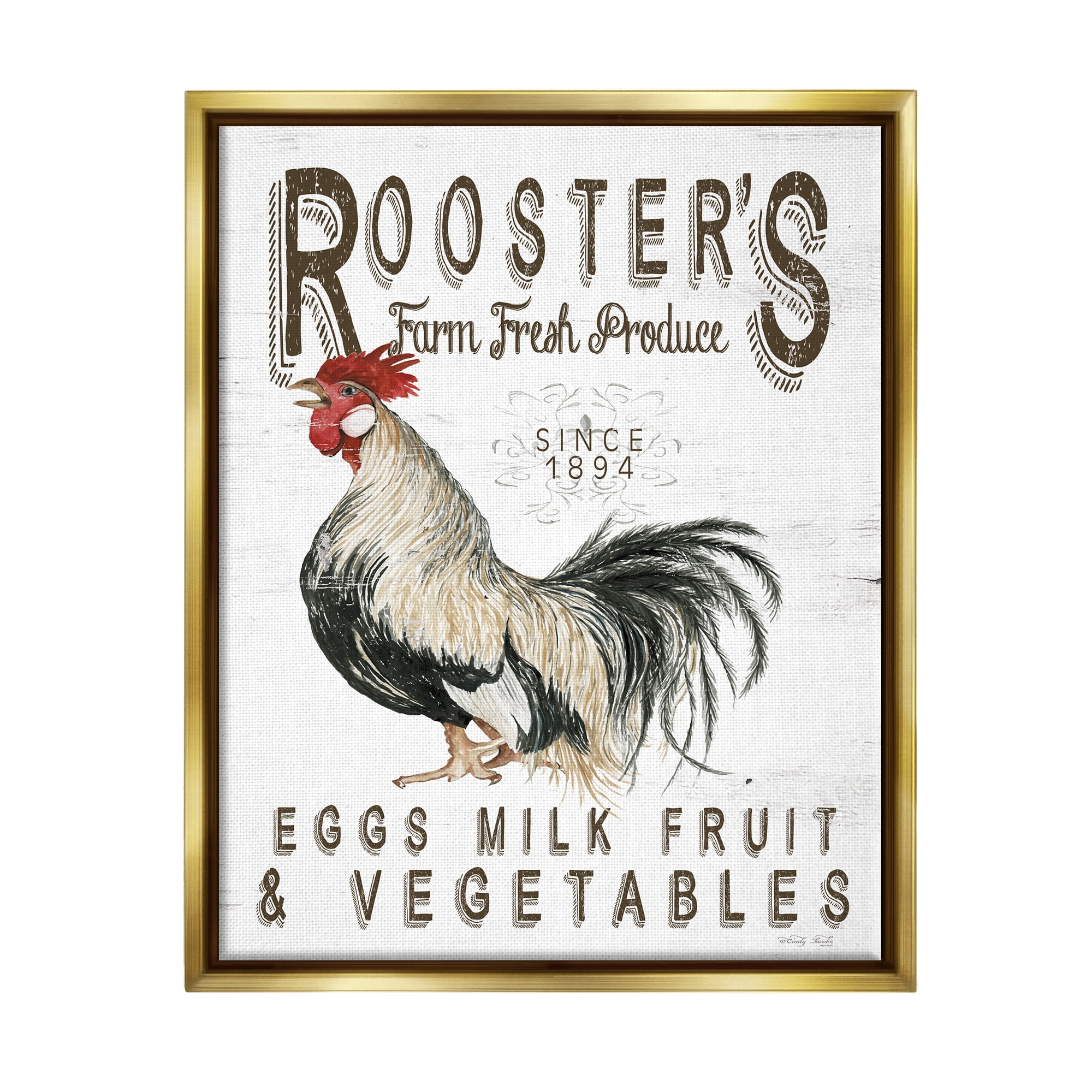 Stupell Industries Rustic Country Produce Botanical & Floral Painting Gold Floater Framed Art Print Wall Art, 25 x 31